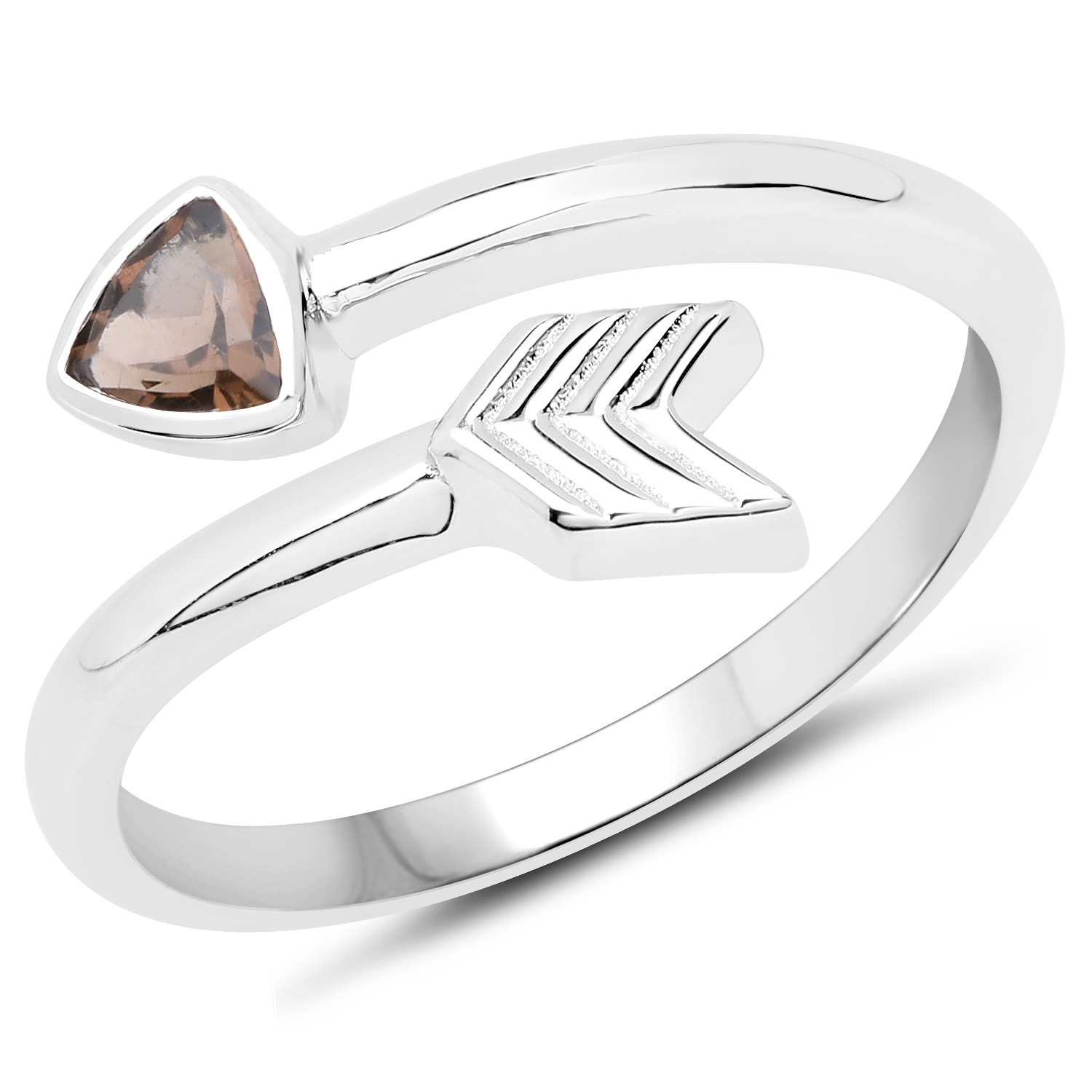 0.30 Carat Genuine Smoky Quartz .925 Sterling Silver Ring