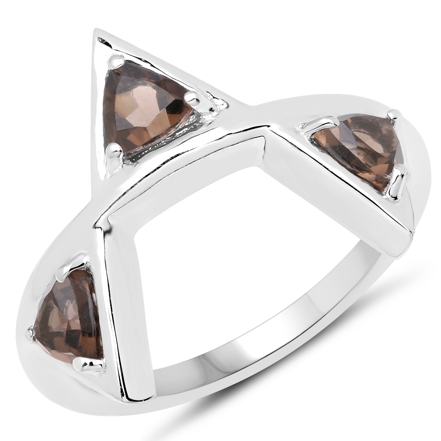 0.90 Carat Genuine Smoky Quartz .925 Sterling Silver Ring