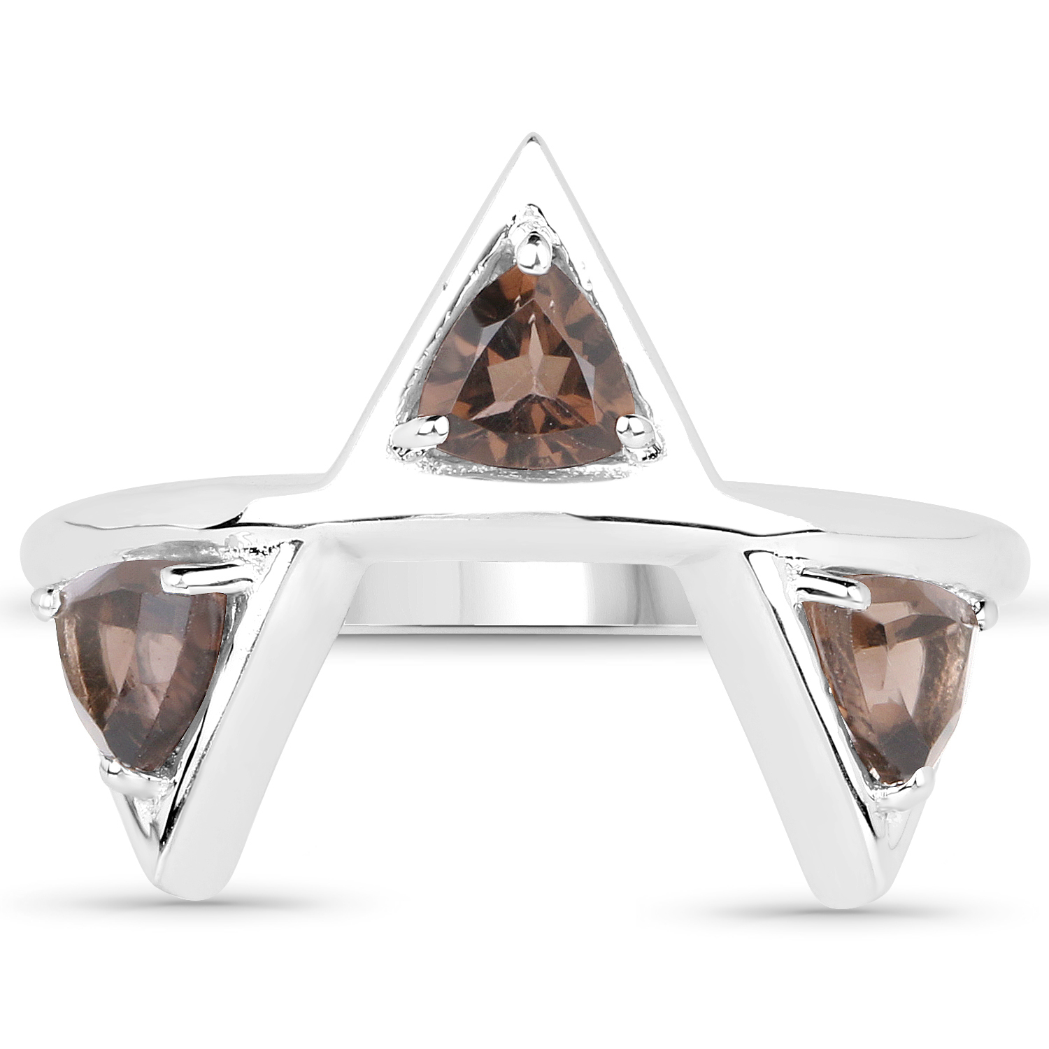 0.90 Carat Genuine Smoky Quartz .925 Sterling Silver Ring