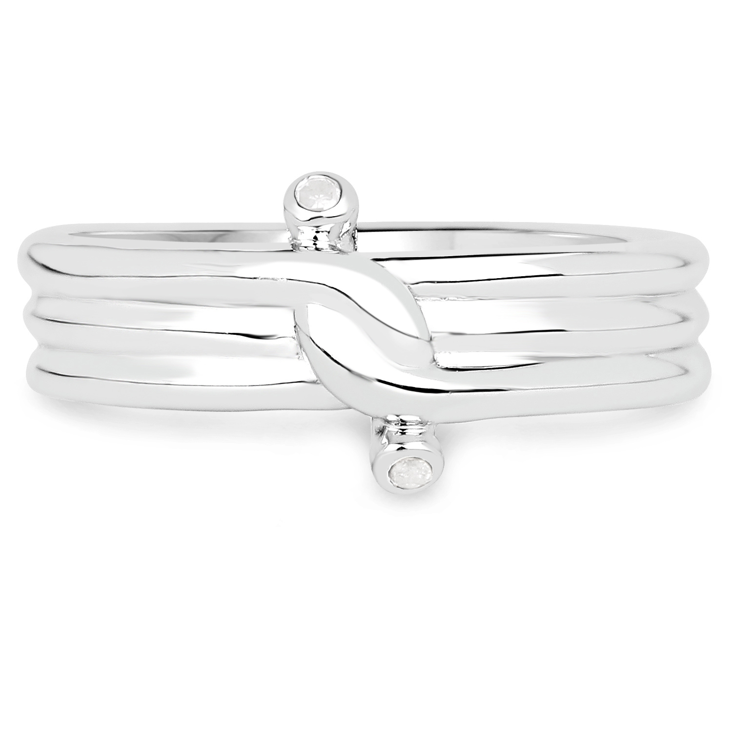 0.02 Carat Genuine White Diamond .925 Sterling Silver Ring