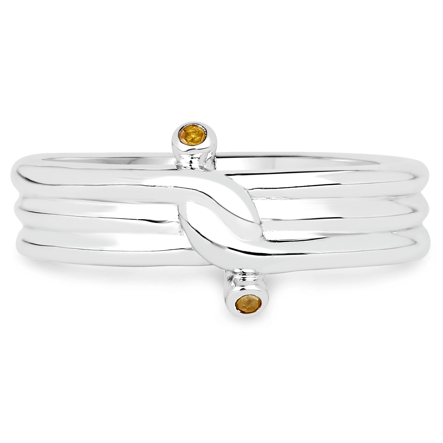 0.02 Carat Genuine Yellow Diamond .925 Sterling Silver Ring