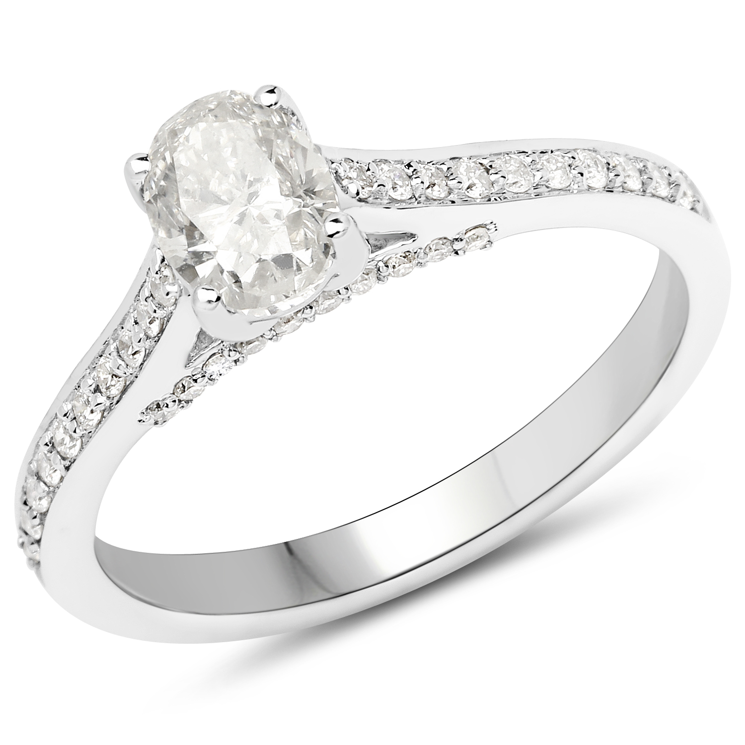 14K White Gold 0.86 Carat Genuine White Diamond Ring