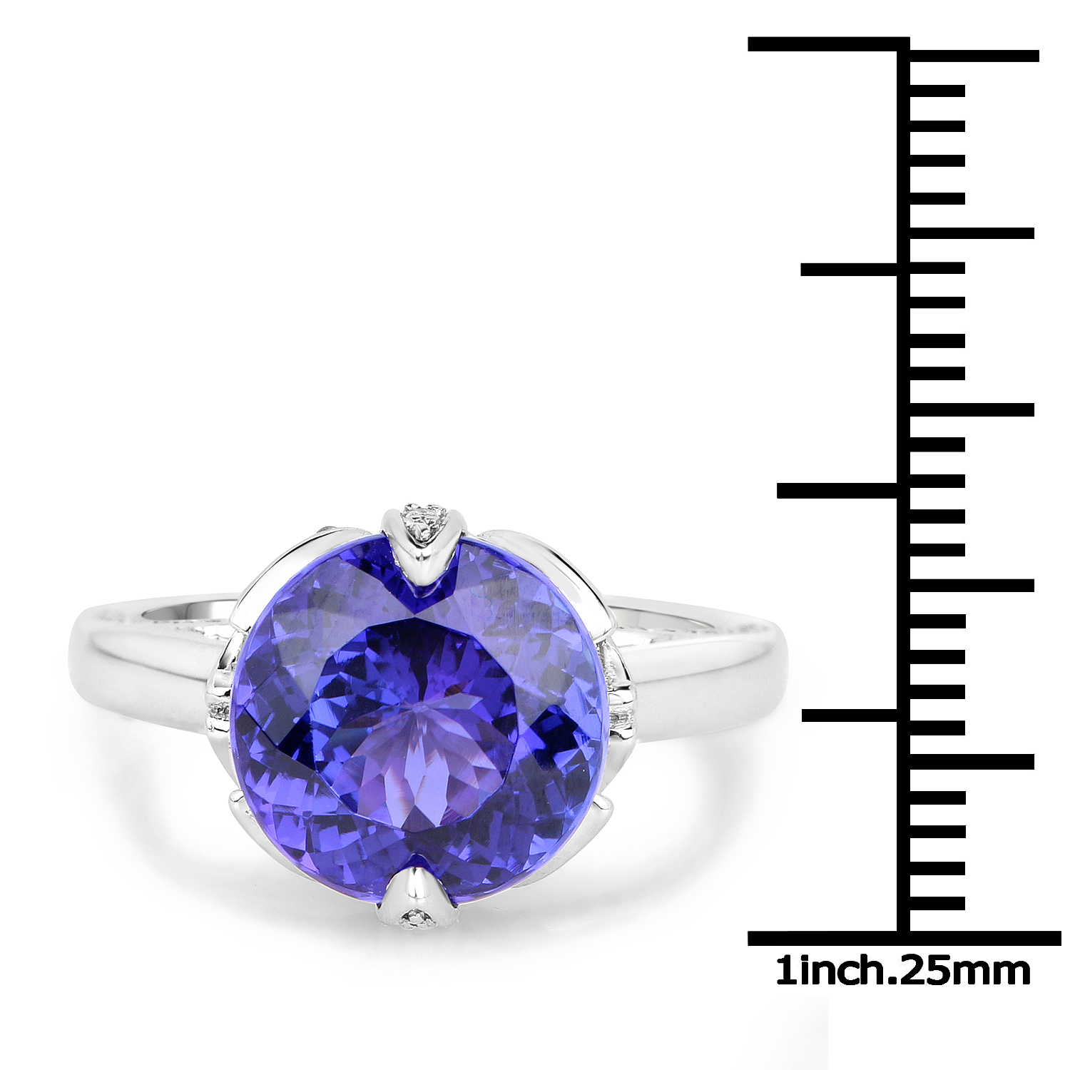 14K White Gold 5.73 Carat Genuine Tanzanite and White Diamond Ring