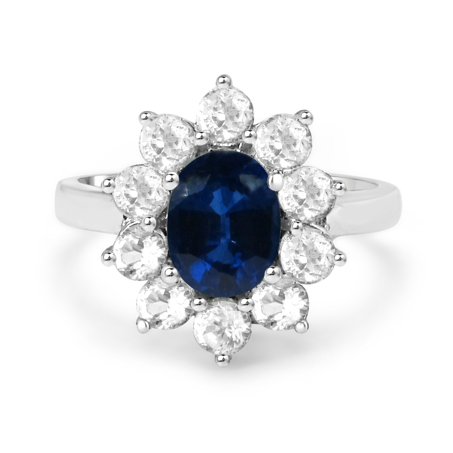 2.70 Carat Genuine Kyanite and White Topaz .925 Sterling Silver Ring