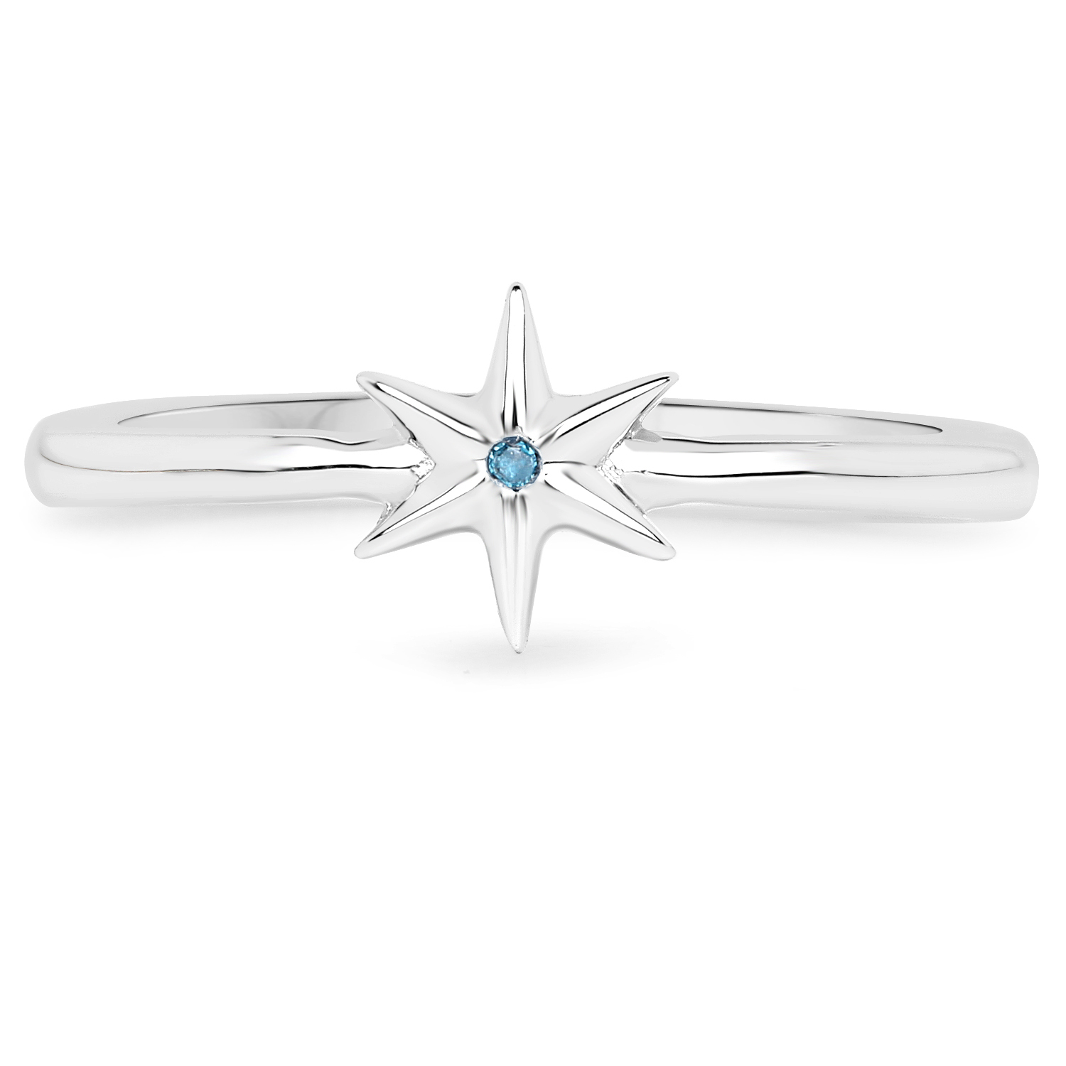 0.01 Carat Genuine Blue Diamond .925 Sterling Silver Ring