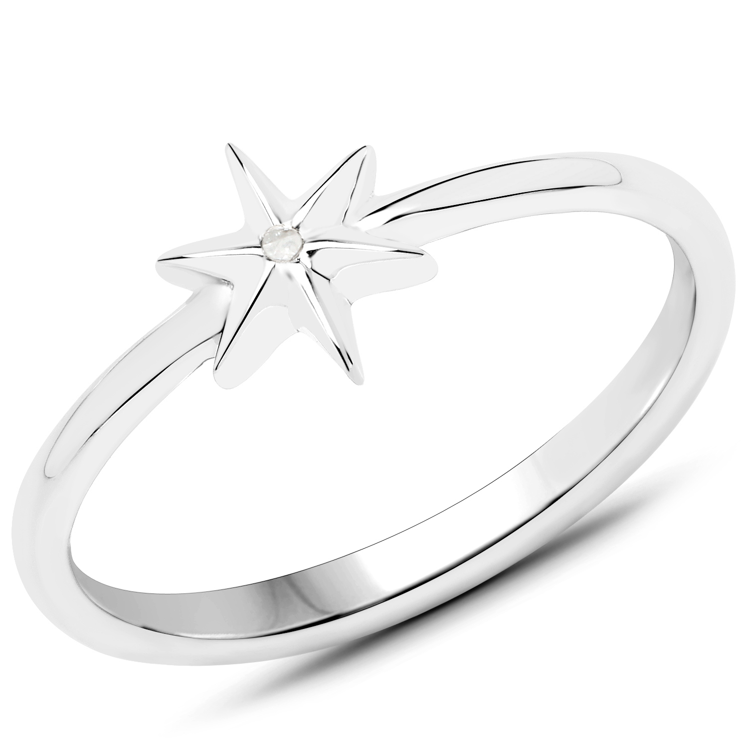 0.01 Carat Genuine White Diamond .925 Sterling Silver Ring