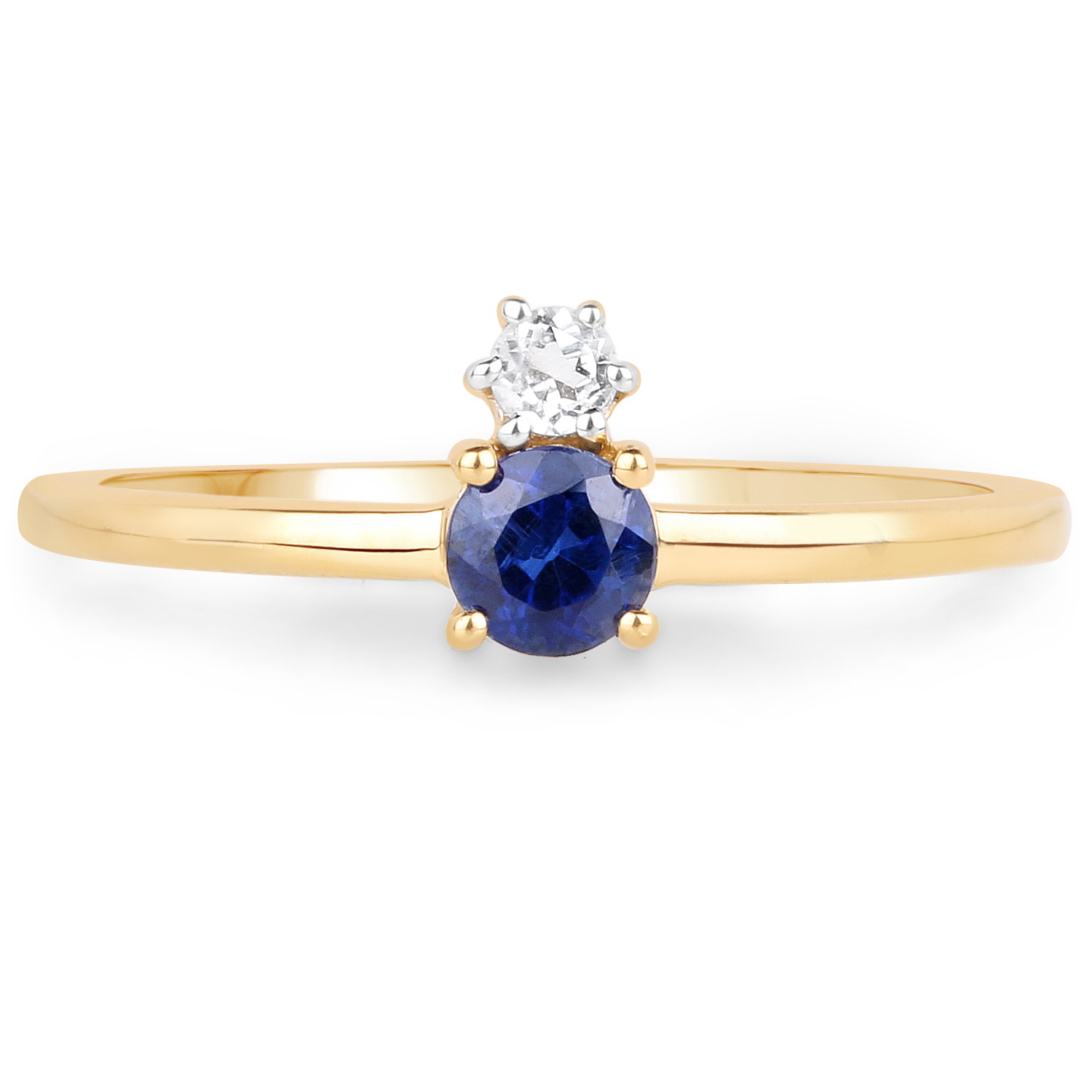 18K Yellow Gold Plated 0.46 Carat Genuine Kyanite and White Topaz .925 Sterling Silver Ring