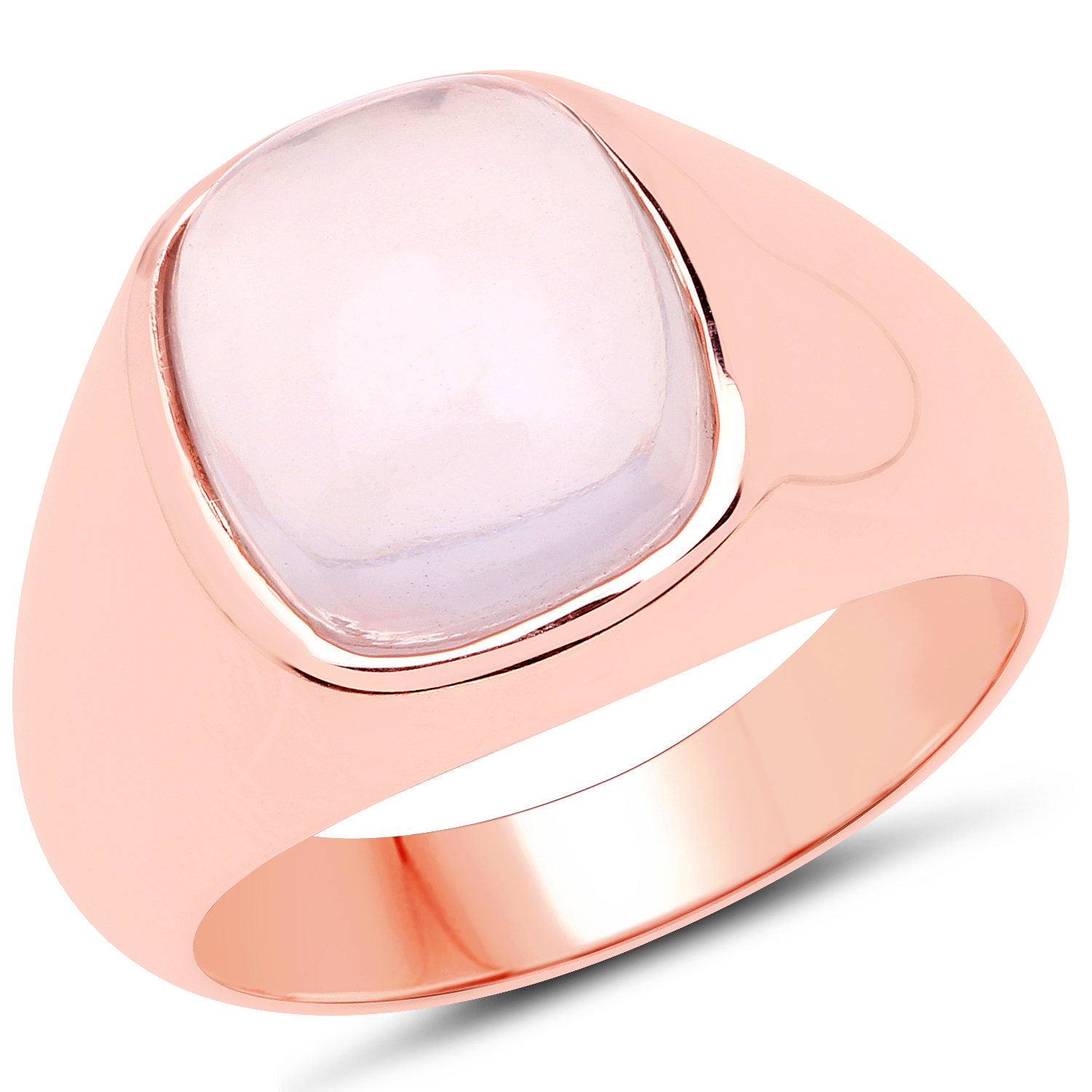 18K Rose Gold Plated 5.00 Carat Genuine Rose Quartz .925 Sterling Silver Ring