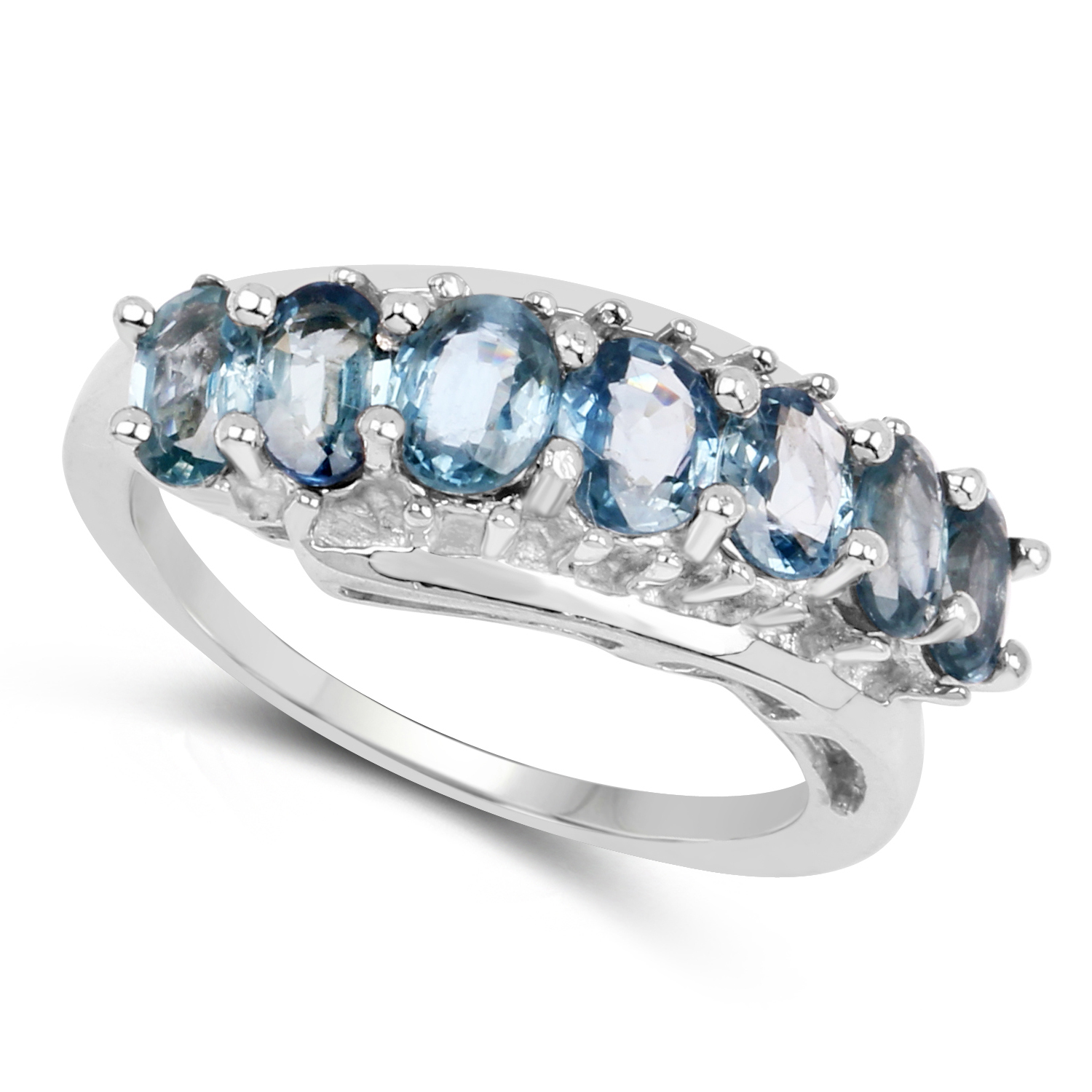 2.14 Carat Genuine Blue Sapphire .925 Sterling Silver Ring