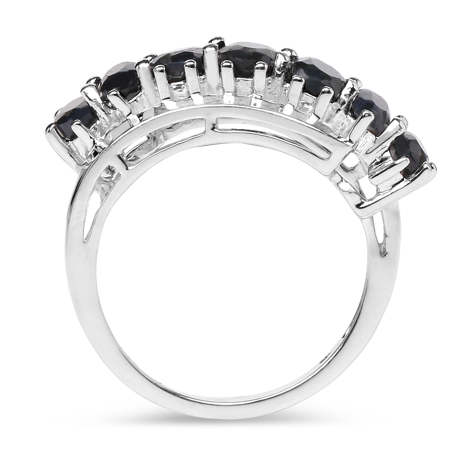 2.90 Carat Genuine Black Sapphire .925 Sterling Silver Ring