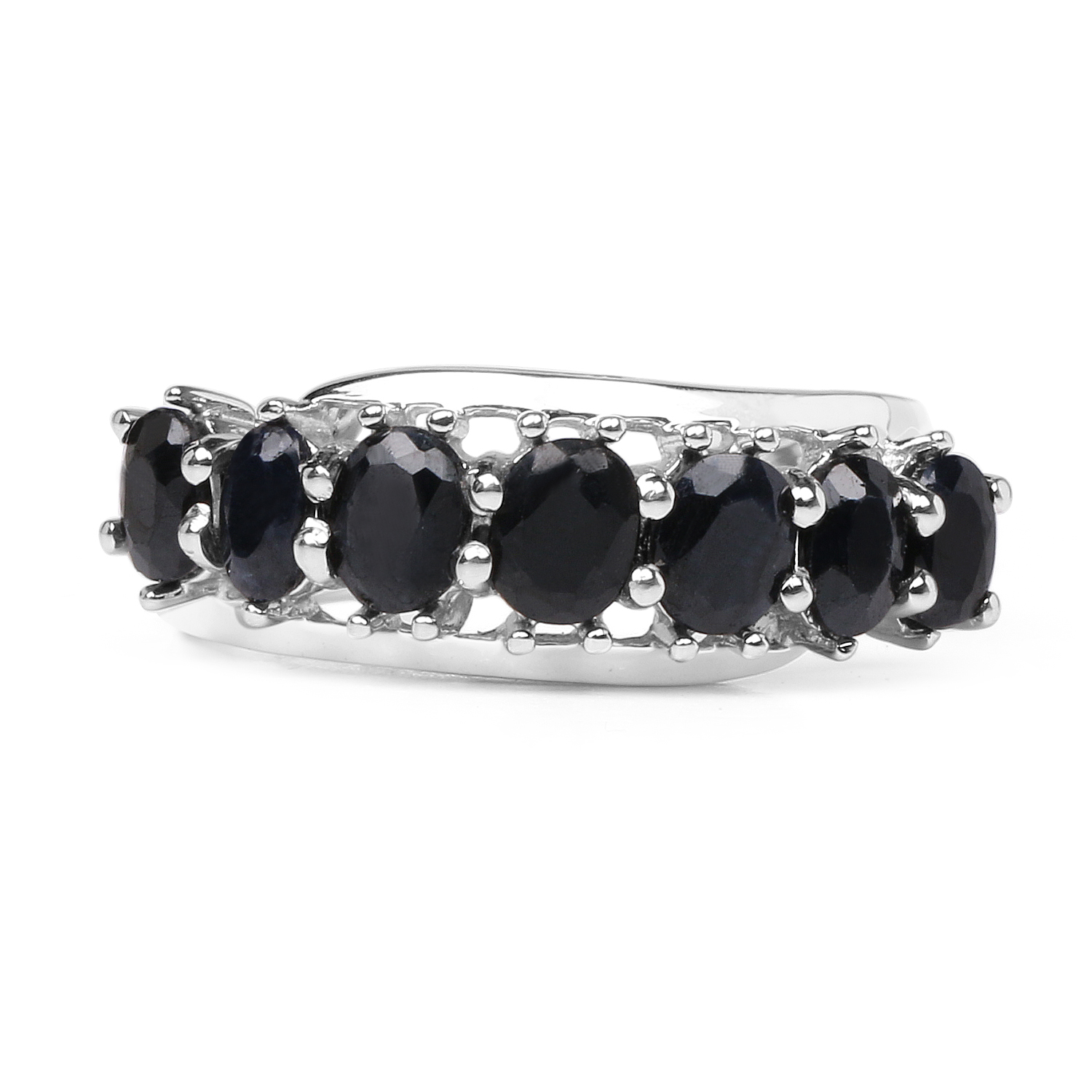2.90 Carat Genuine Black Sapphire .925 Sterling Silver Ring