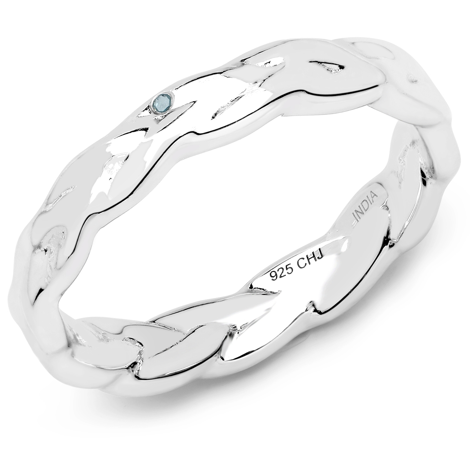 0.02 Carat Genuine Blue Diamond .925 Sterling Silver Ring