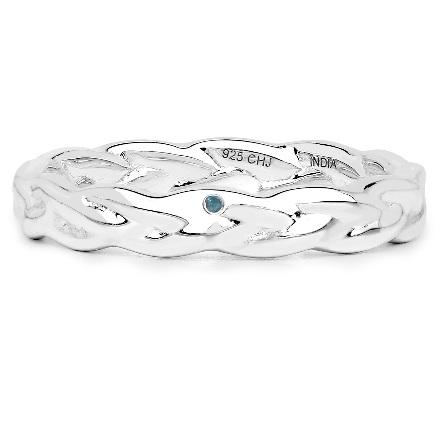 0.02 Carat Genuine Blue Diamond .925 Sterling Silver Ring