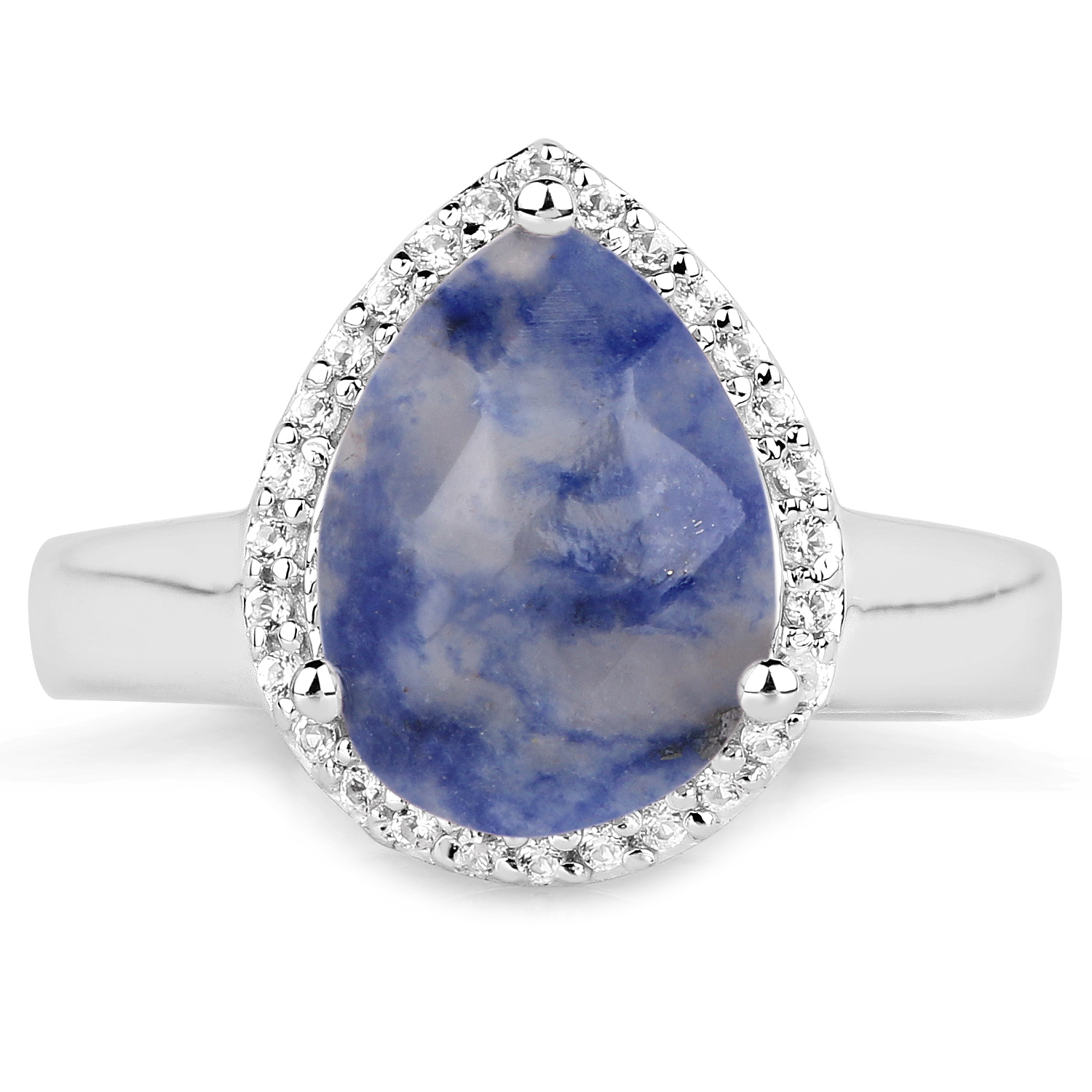 2.33 Carat Genuine Blue Aventurine and White Topaz .925 Sterling Silver Ring