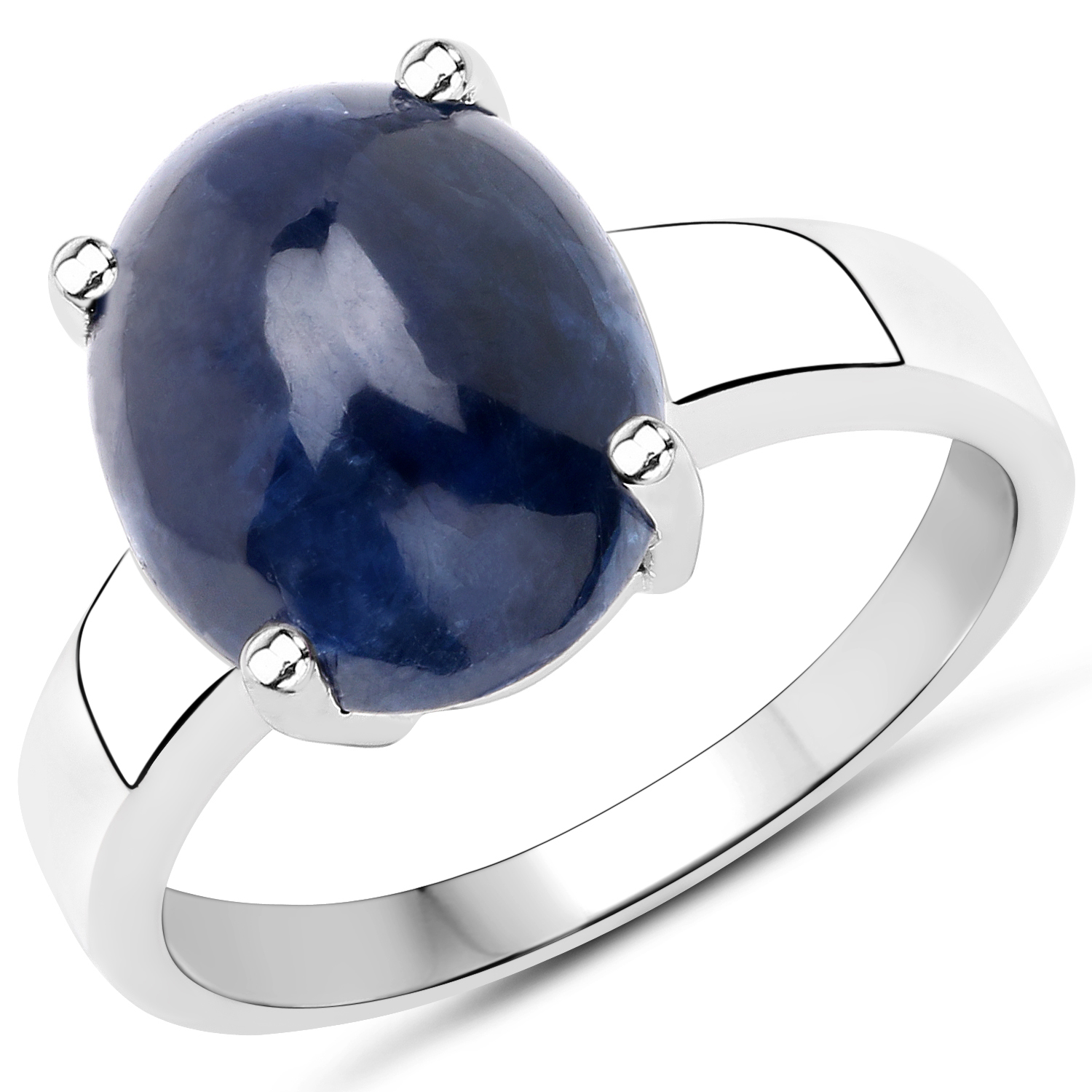 7.00 Carat Genuine Blue Sapphire .925 Sterling Silver Ring