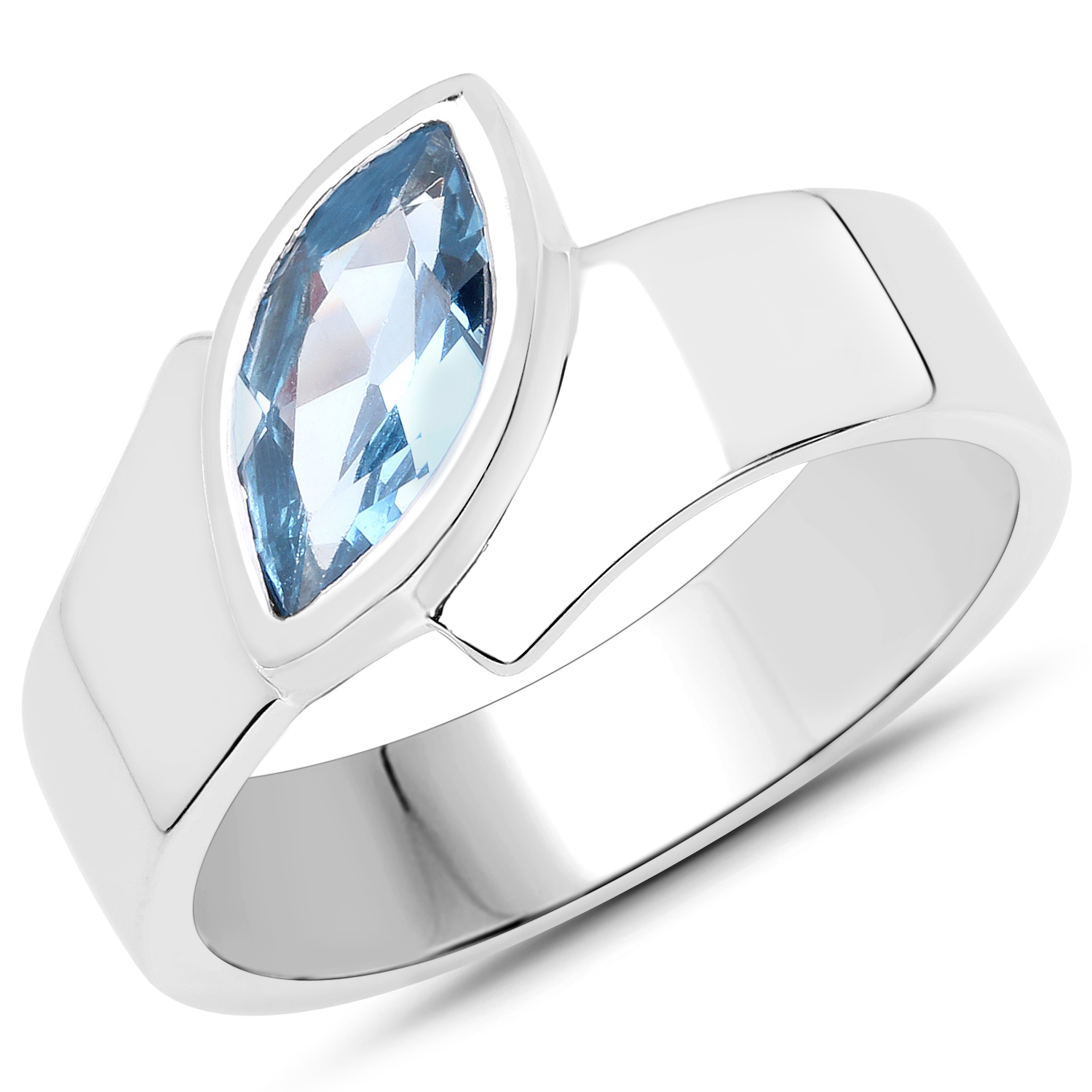 1.25 Carat Genuine Swiss Blue Topaz .925 Sterling Silver Ring