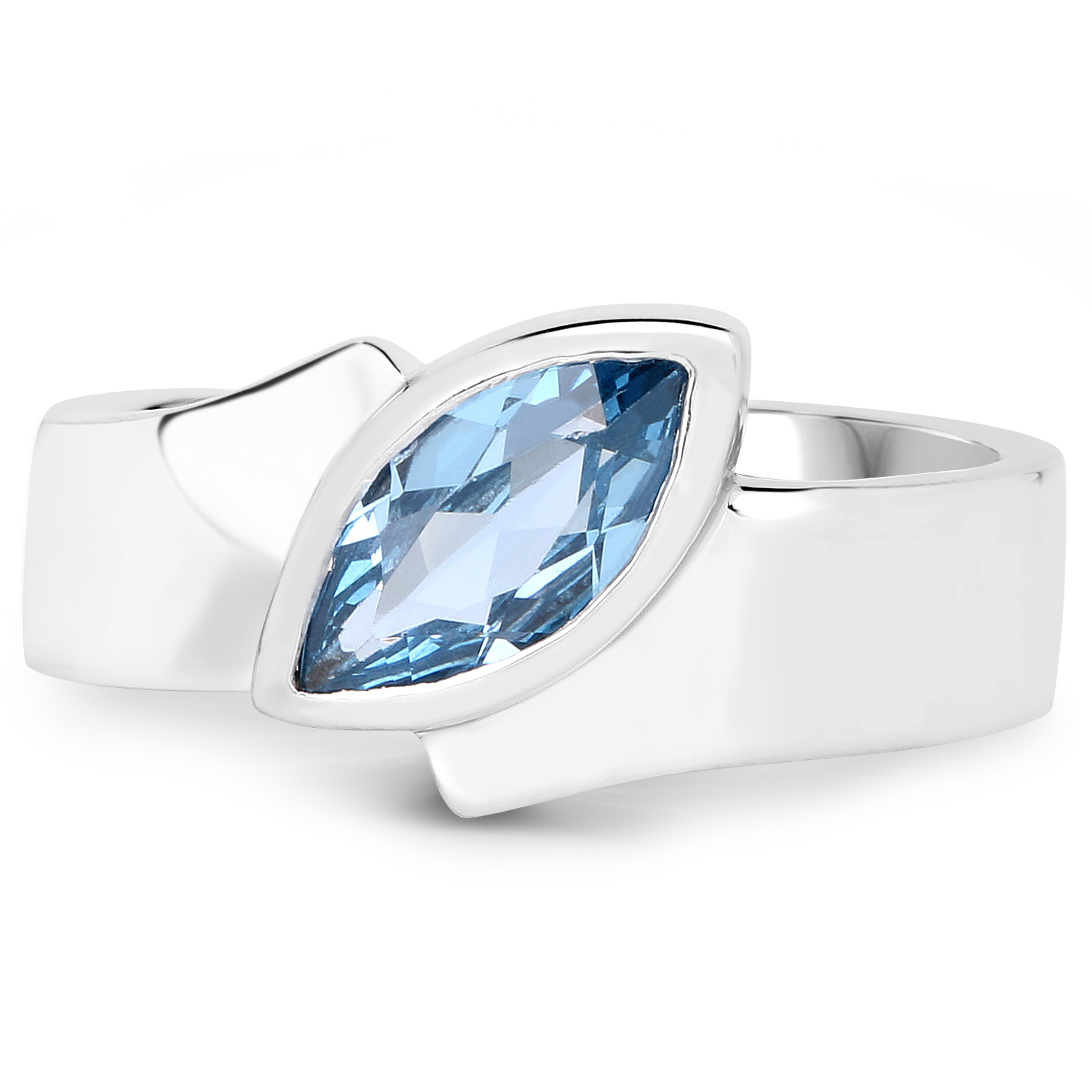 1.25 Carat Genuine Swiss Blue Topaz .925 Sterling Silver Ring