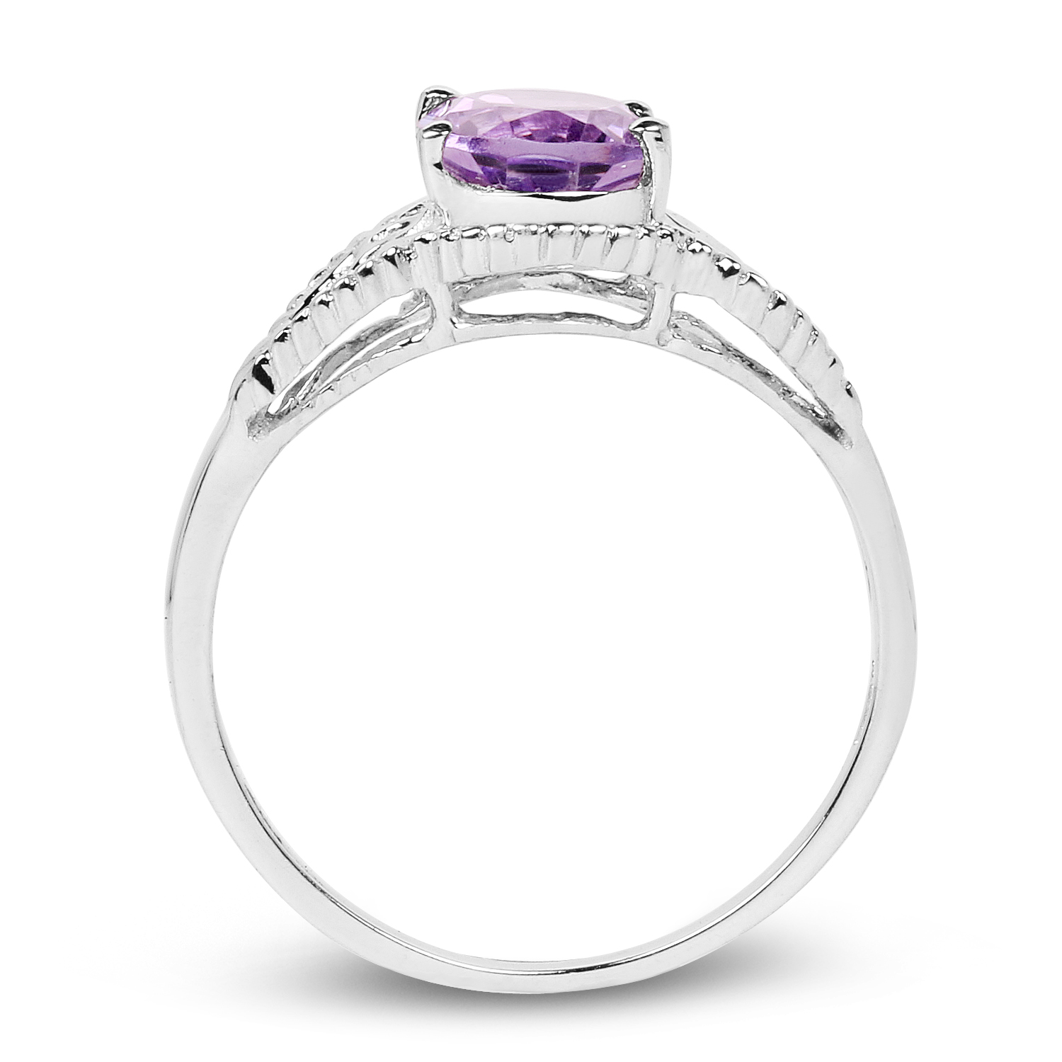 1.80 Carat Genuine Amethyst .925 Sterling Silver Ring