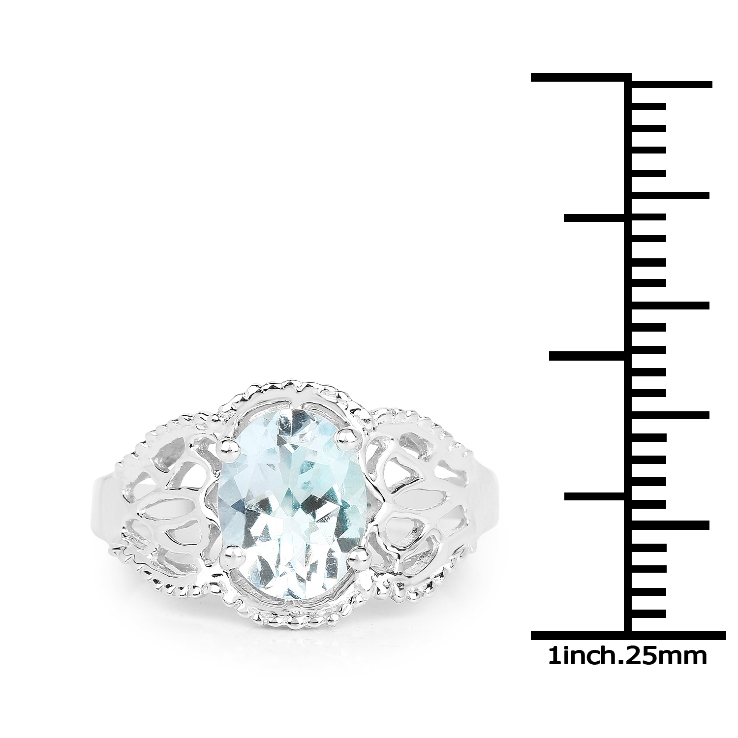 1.50 Carat Genuine Aquamarine .925 Sterling Silver Ring