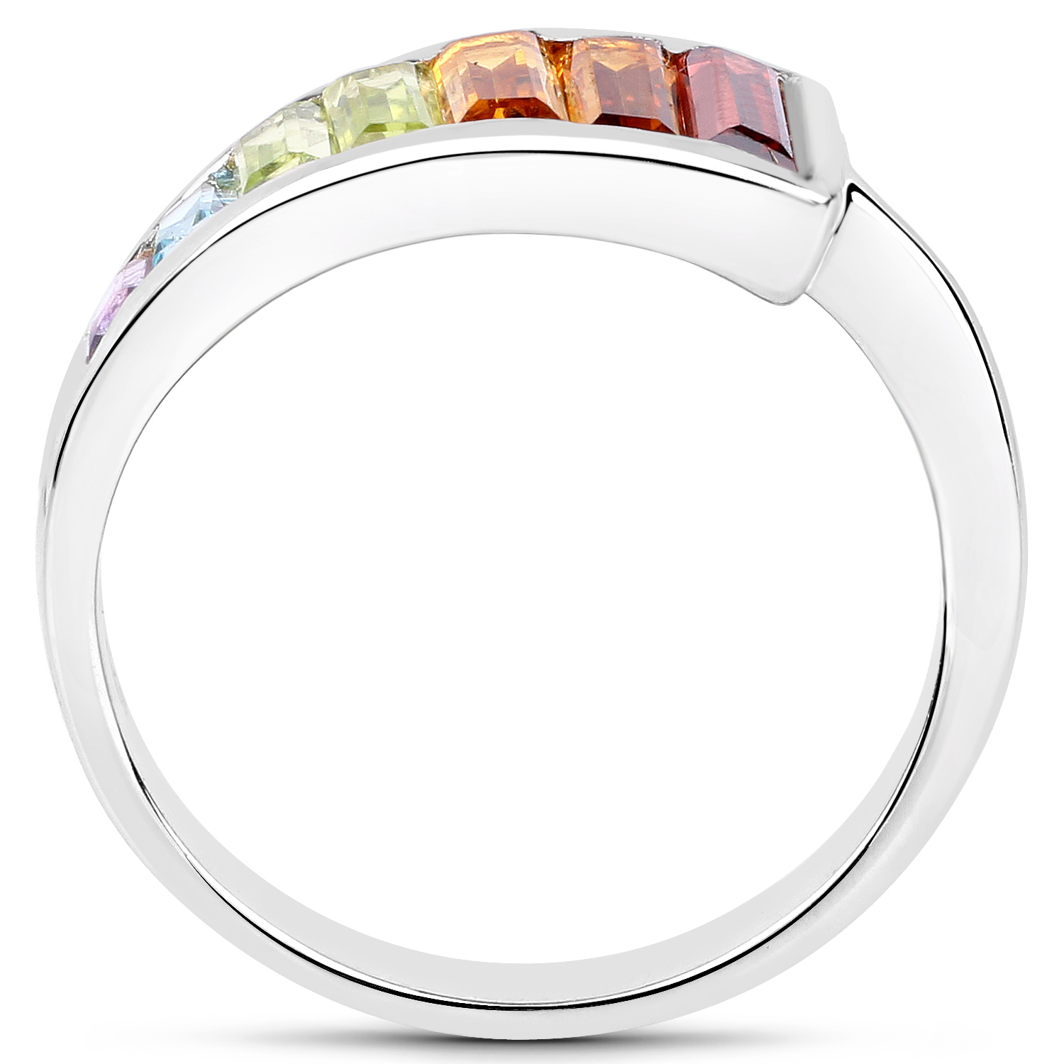 2.91 Carat Genuine Multi Stones .925 Sterling Silver Ring