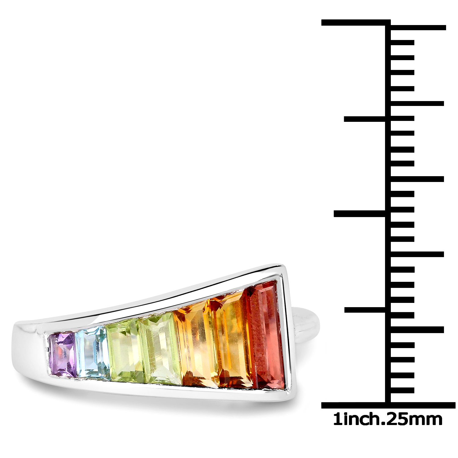 2.91 Carat Genuine Multi Stones .925 Sterling Silver Ring
