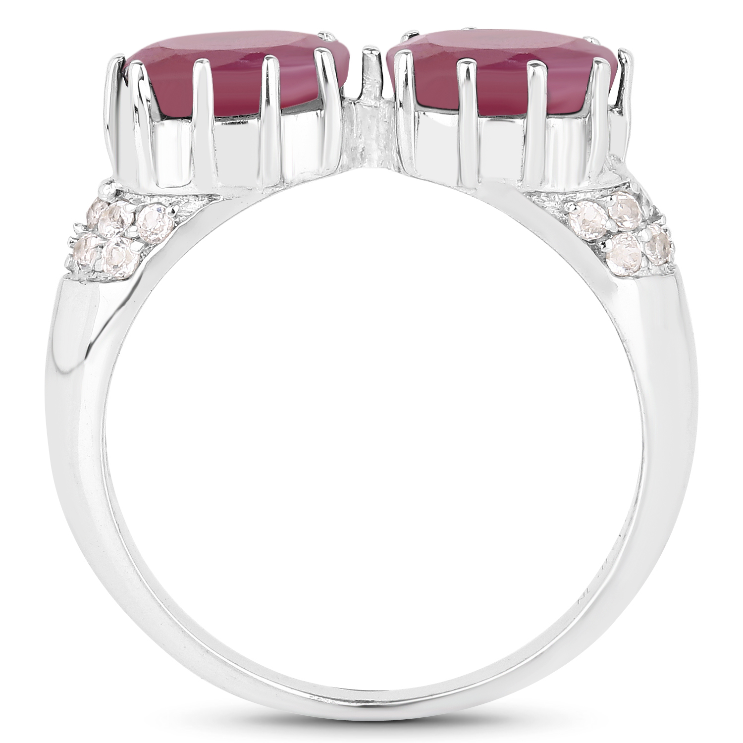 2.06 Carat Genuine Ruby and White Topaz .925 Sterling Silver Ring