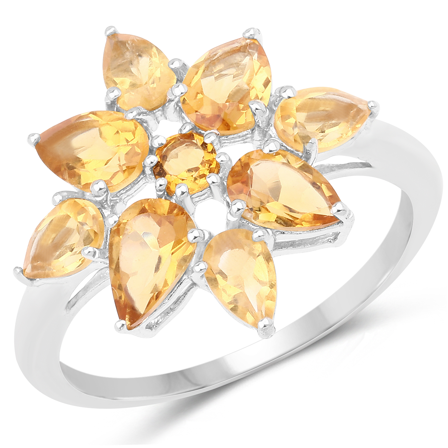 2.18 Carat Genuine Citrine .925 Sterling Silver Ring