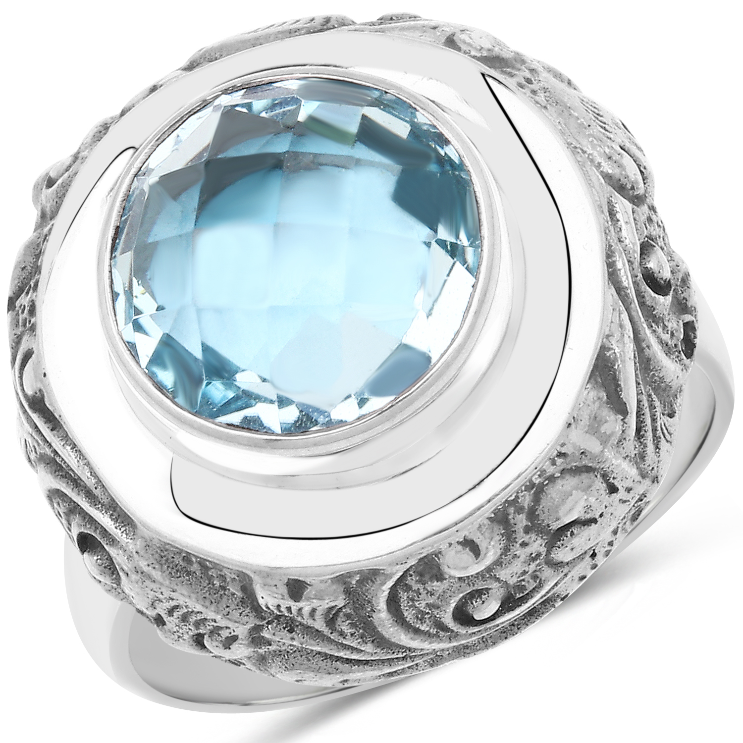 7.85 Carat Genuine Blue Topaz .925 Sterling Silver Ring