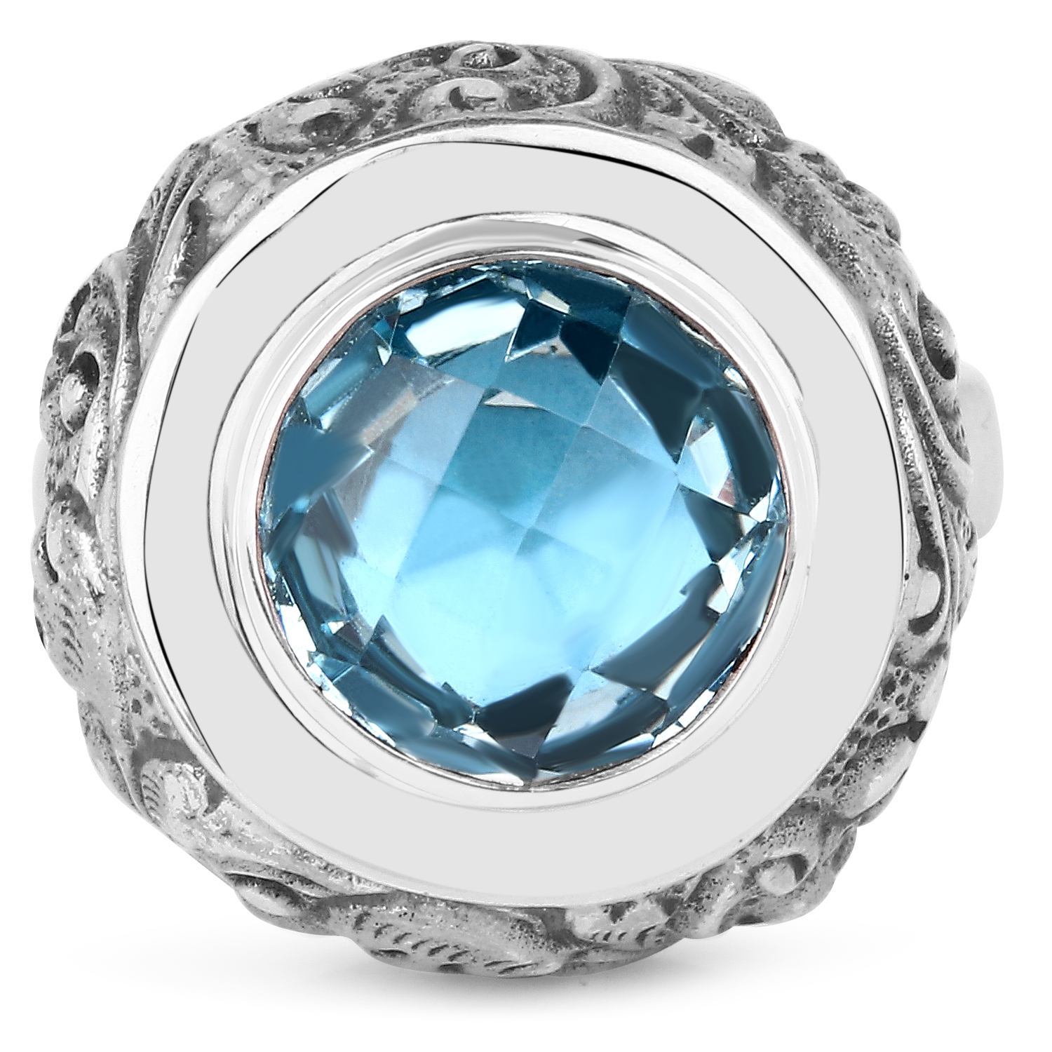 7.85 Carat Genuine Blue Topaz .925 Sterling Silver Ring