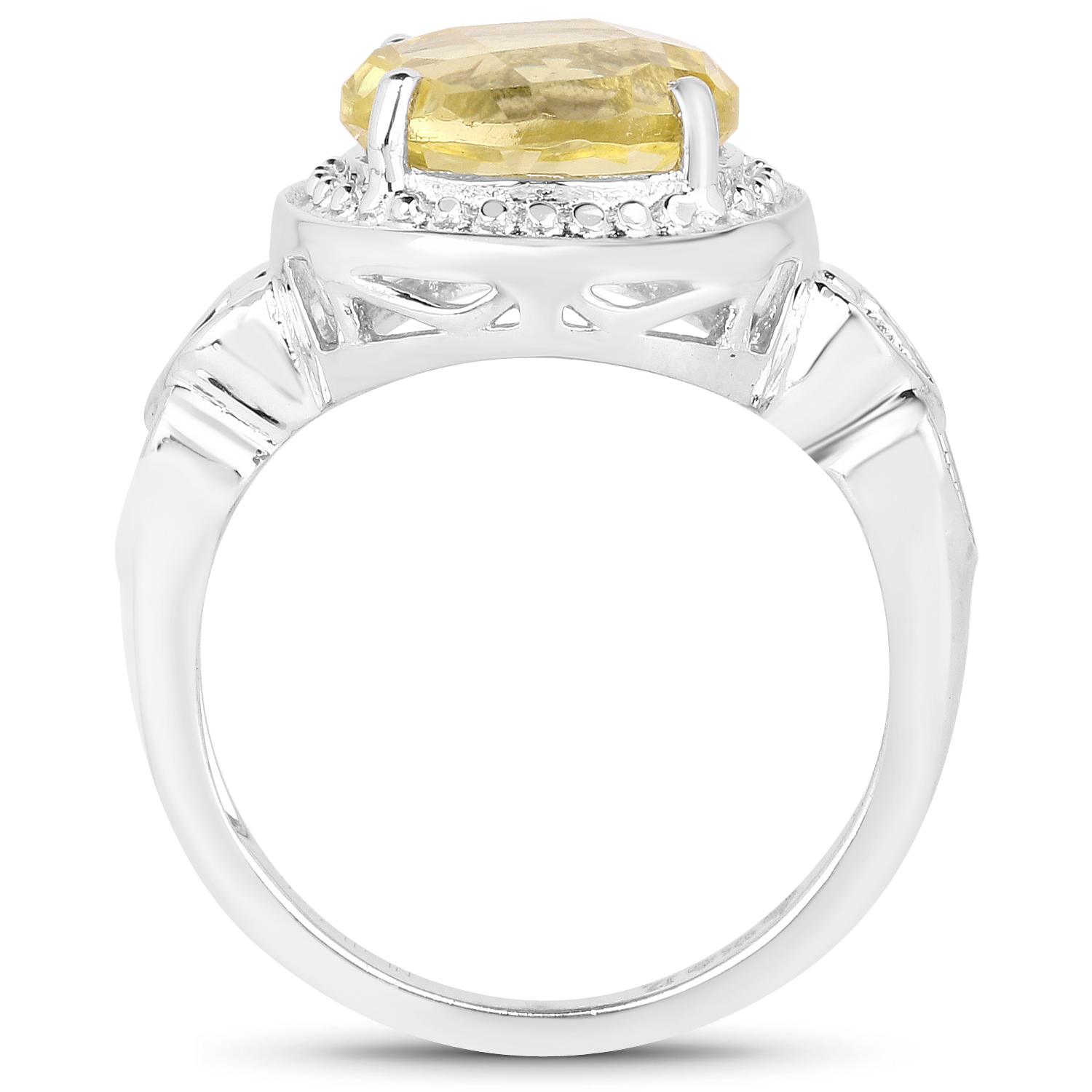 3.40 Carat Genuine Lemon Quartz .925 Sterling Silver Ring