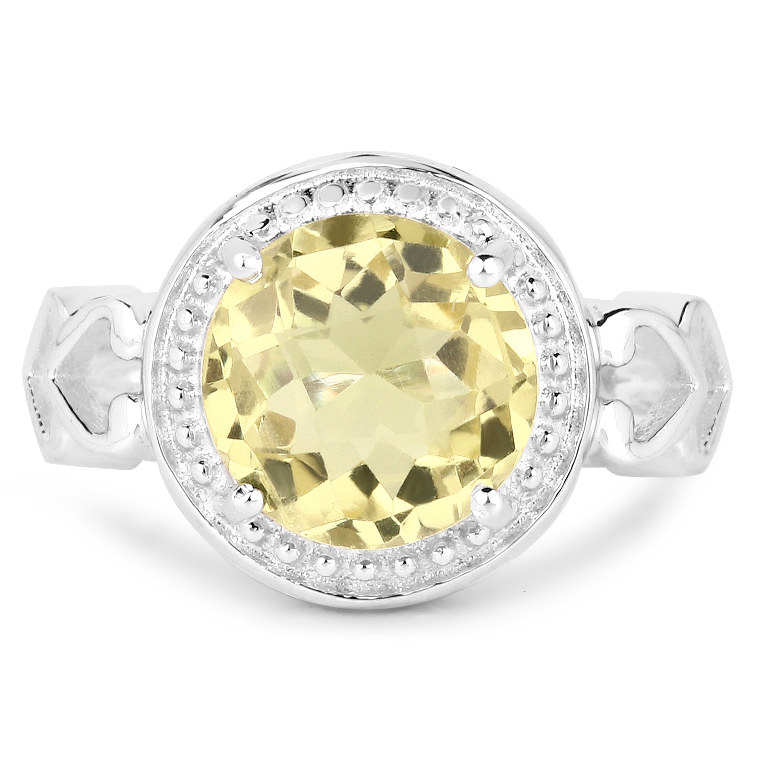 3.40 Carat Genuine Lemon Quartz .925 Sterling Silver Ring