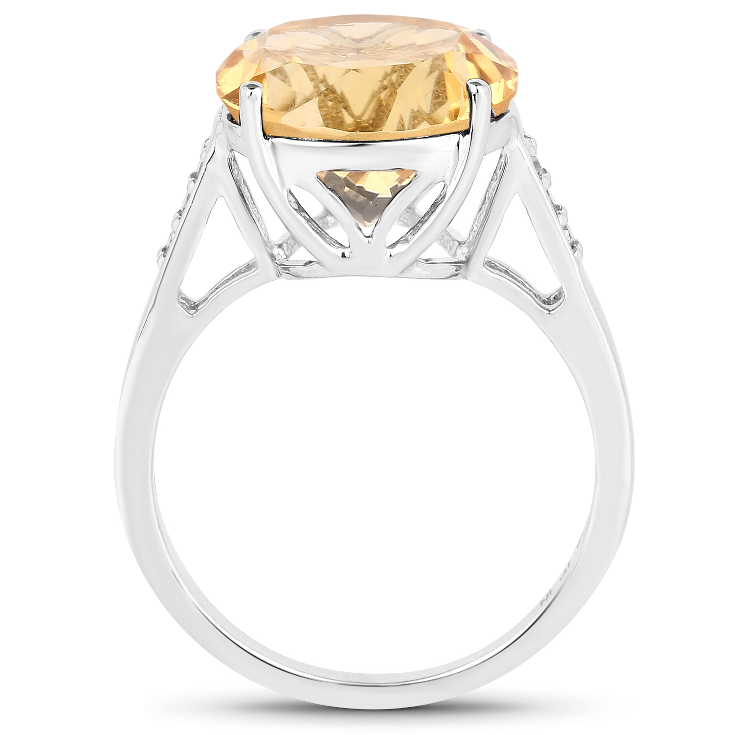 5.63 Carat Genuine Citrine and White Diamond .925 Sterling Silver Ring