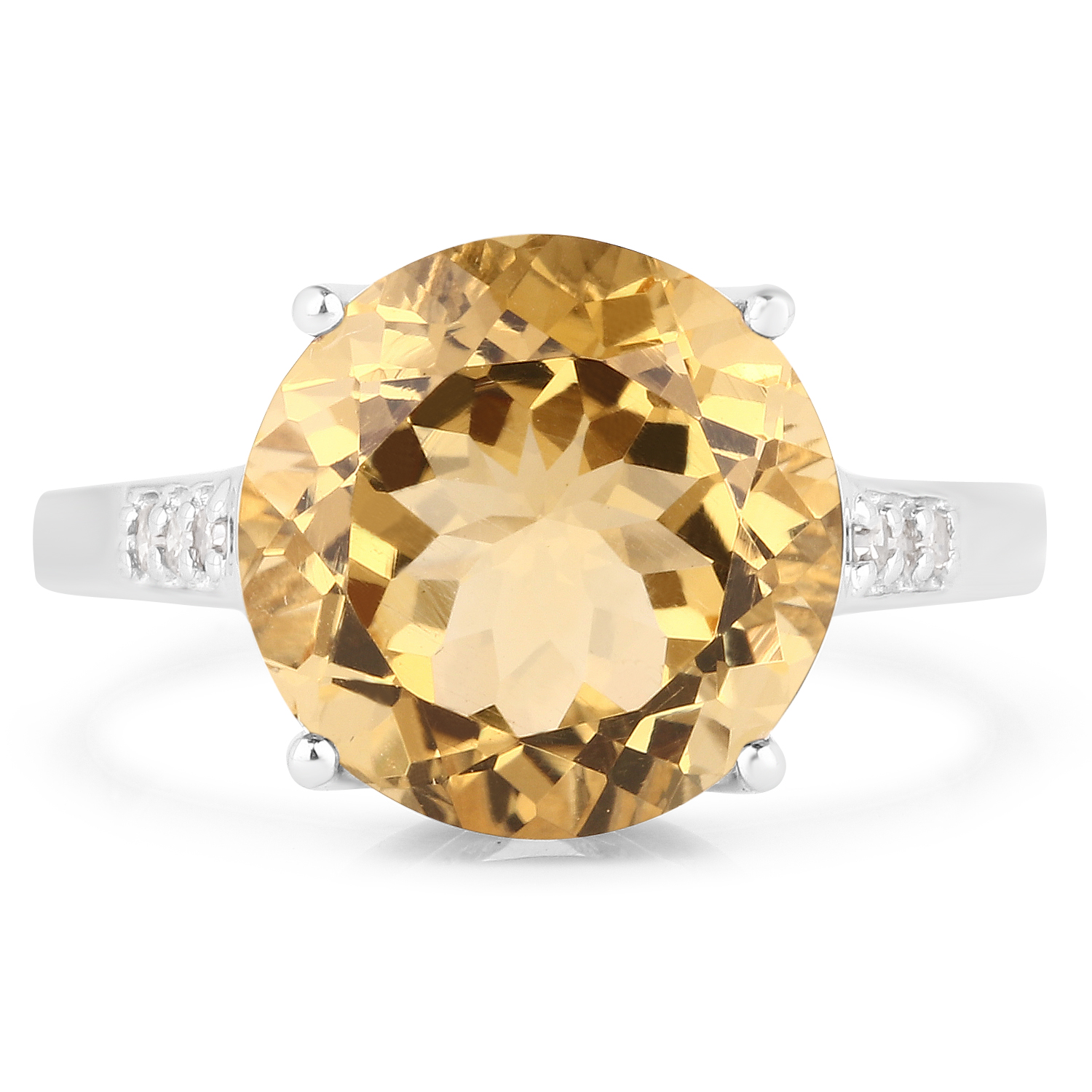5.63 Carat Genuine Citrine and White Diamond .925 Sterling Silver Ring