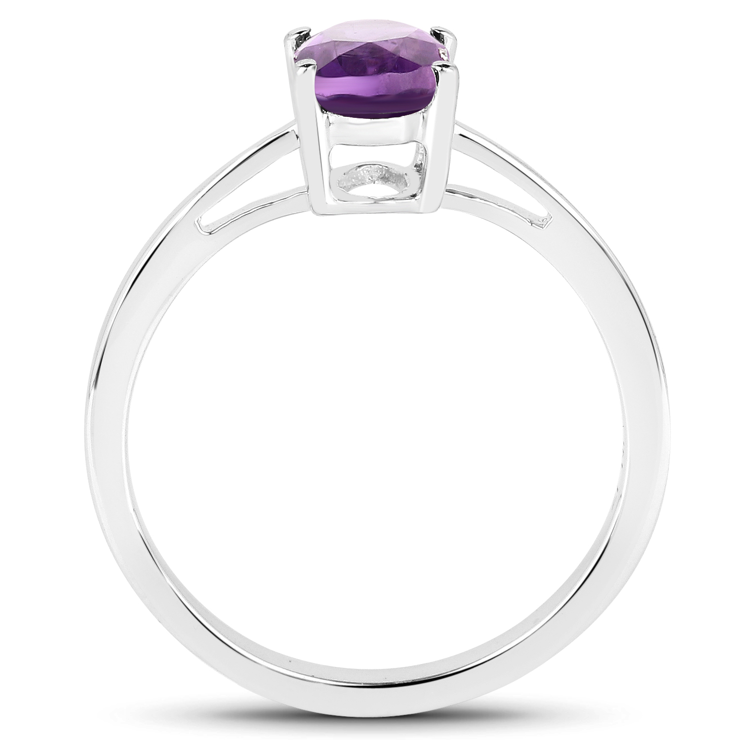 0.76 Carat Genuine Amethyst .925 Sterling Silver Ring