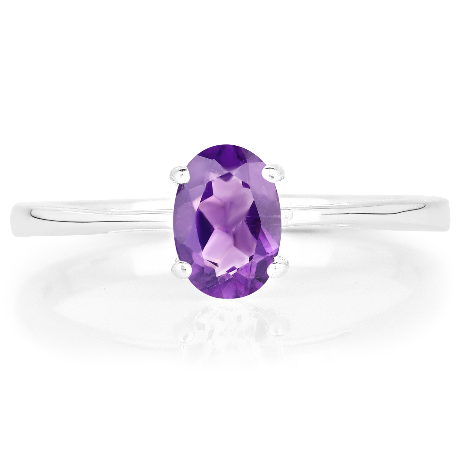 0.76 Carat Genuine Amethyst .925 Sterling Silver Ring