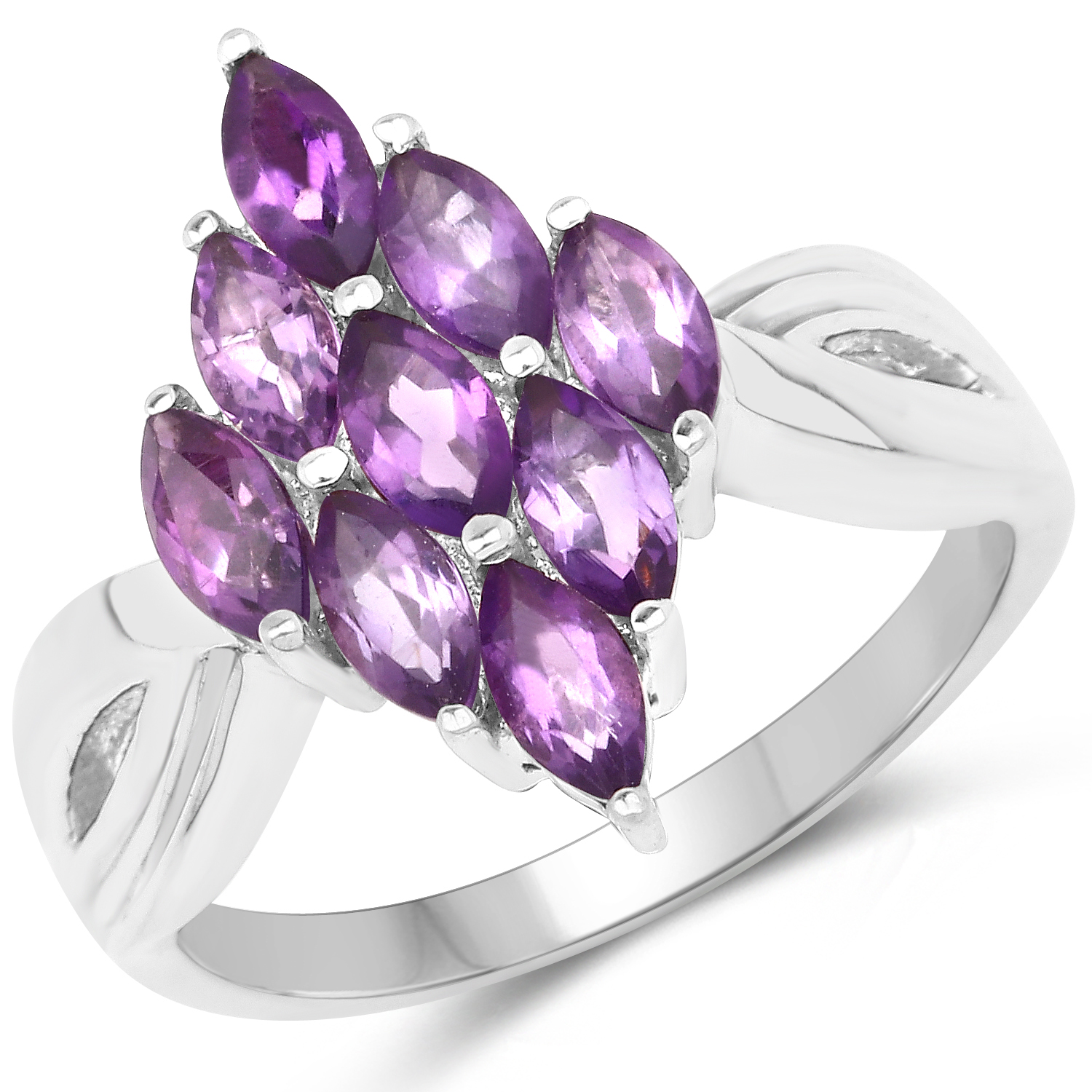 1.35 Carat Genuine Amethyst .925 Sterling Silver Ring