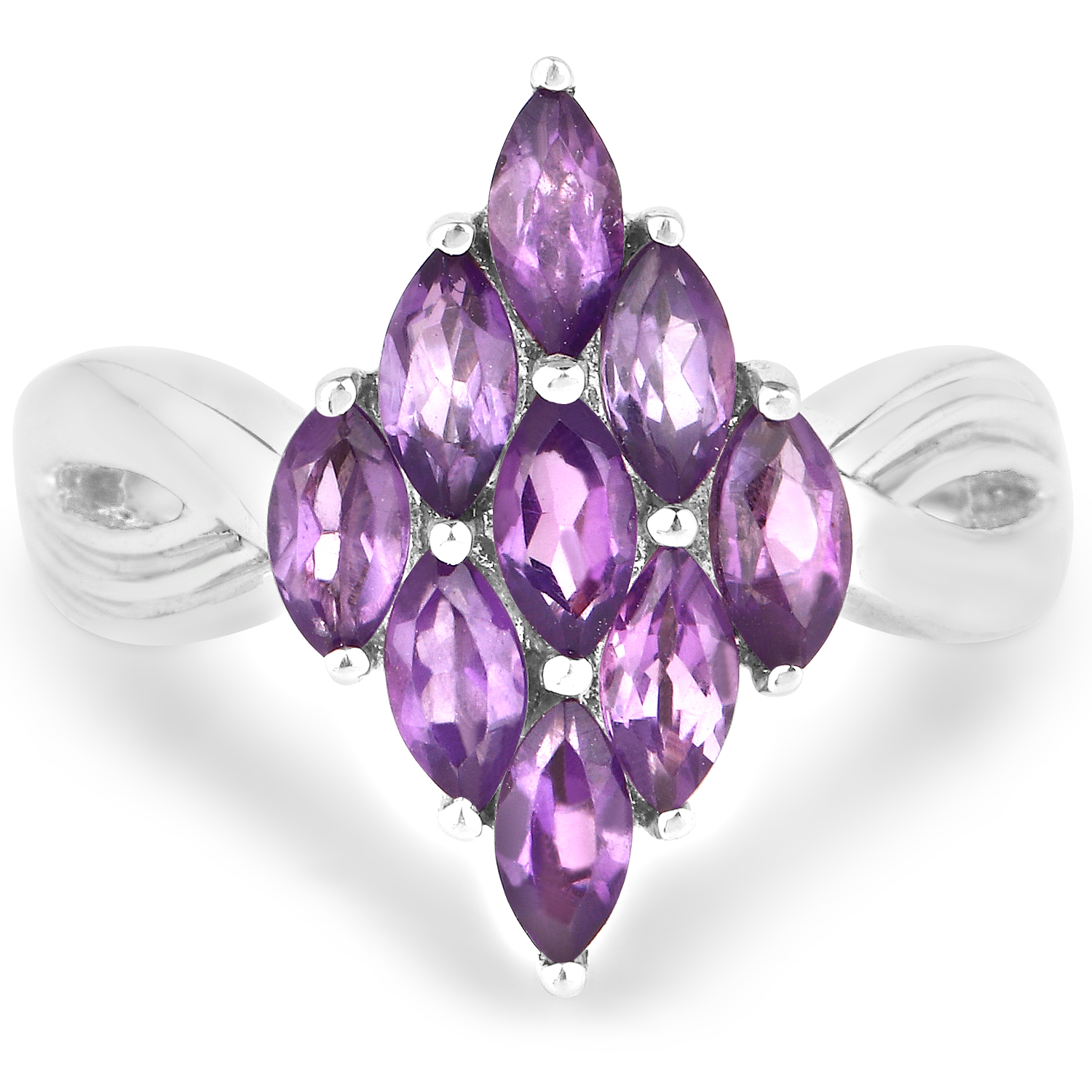 1.35 Carat Genuine Amethyst .925 Sterling Silver Ring