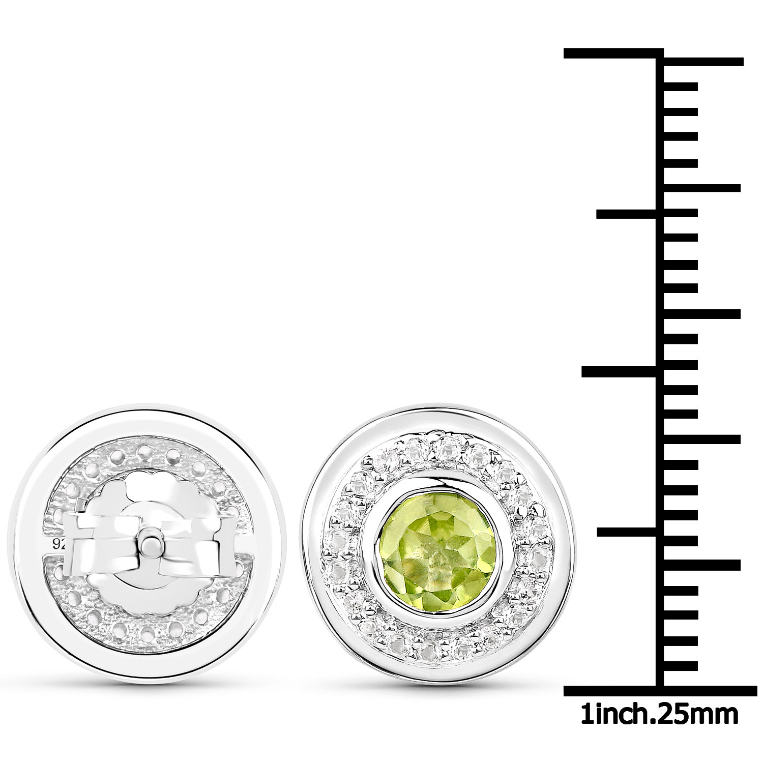 3.08 Carat Genuine Peridot and White Topaz .925 Sterling Silver 3 Piece Jewelry Set (Ring, Earrings, and Pendant w/ Chain)