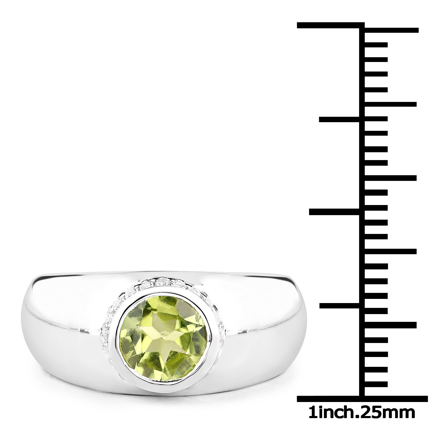 3.08 Carat Genuine Peridot and White Topaz .925 Sterling Silver 3 Piece Jewelry Set (Ring, Earrings, and Pendant w/ Chain)