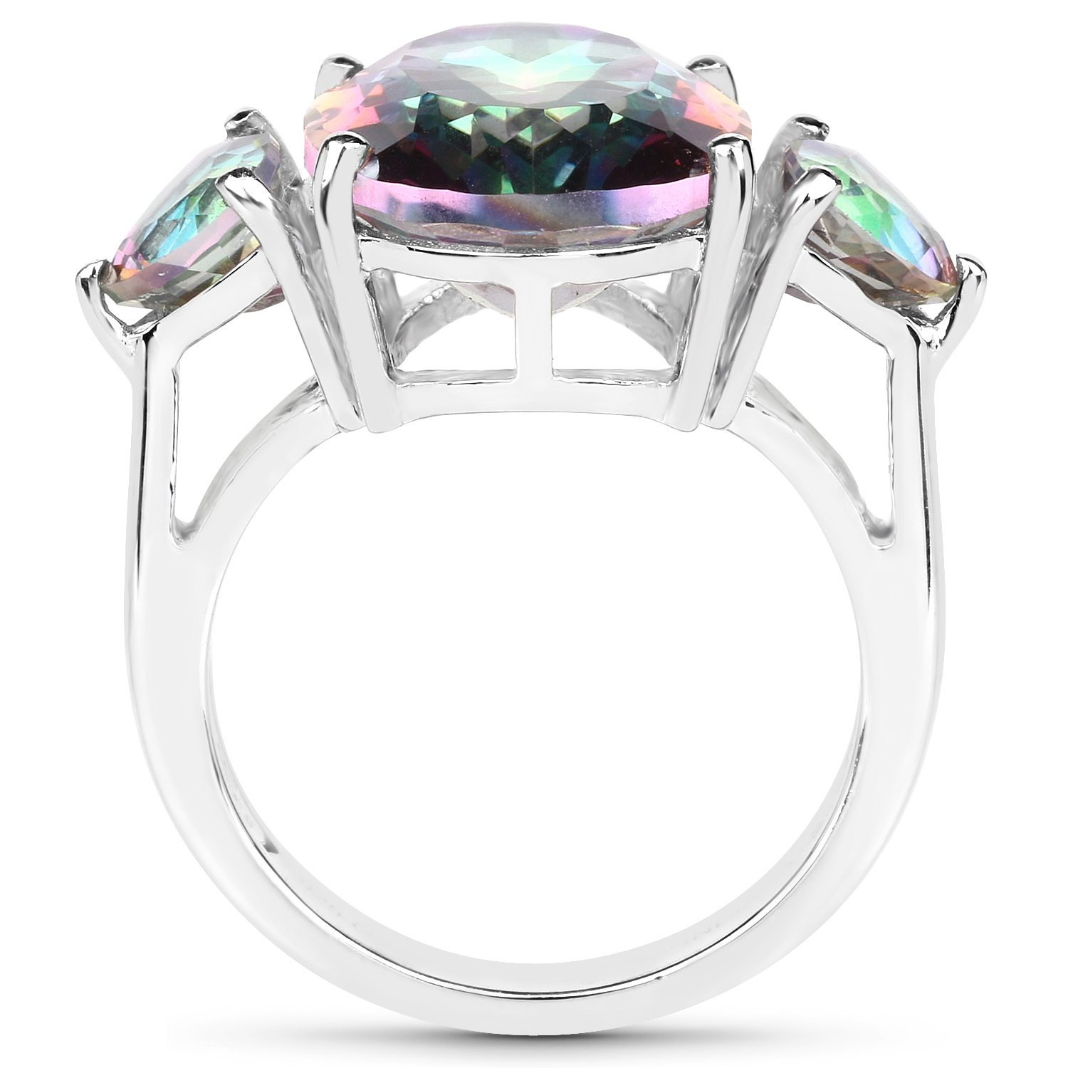 9.90 Carat Genuine Mystic Quartz .925 Sterling Silver Ring