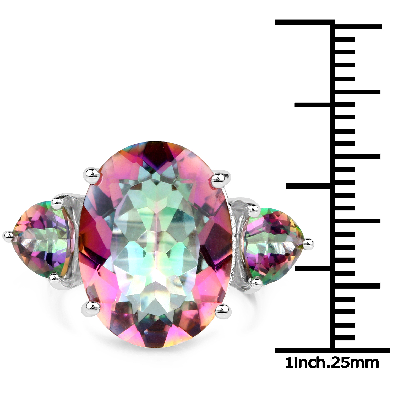 9.90 Carat Genuine Mystic Quartz .925 Sterling Silver Ring