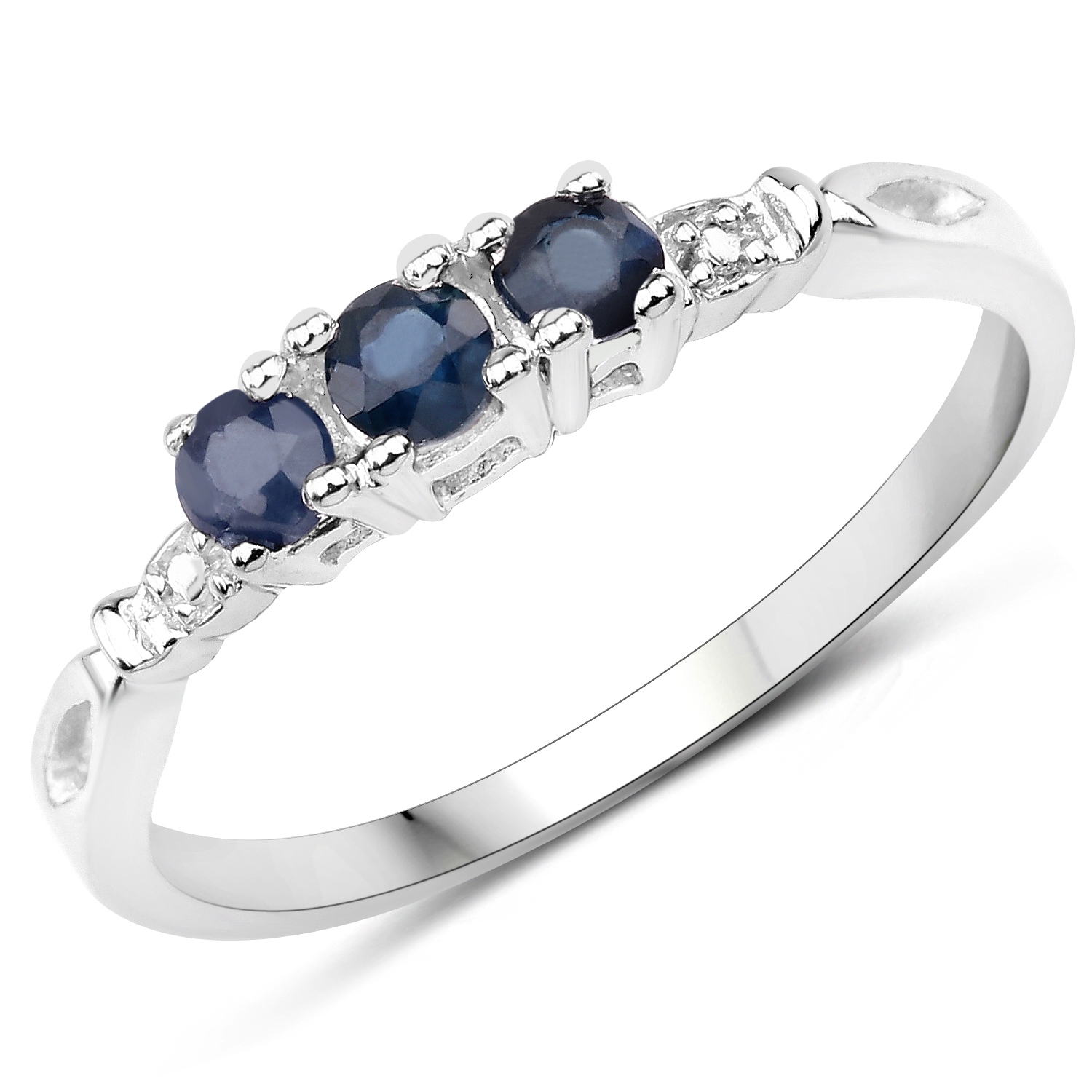 0.34 Carat Genuine Blue Sapphire .925 Sterling Silver Ring