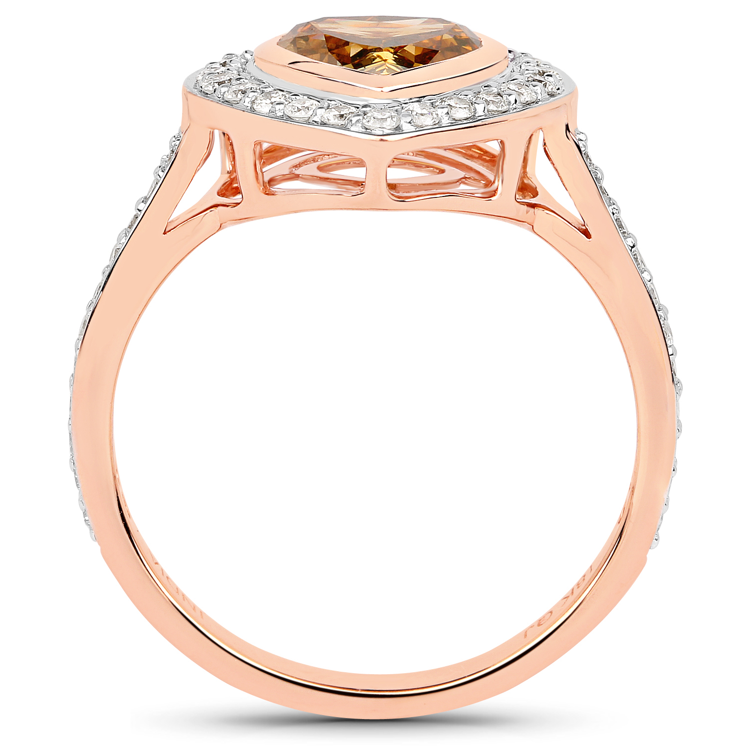 18K Rose Gold 1.39 Carat Genuine Chocolate Brown Diamond and White Diamond Ring