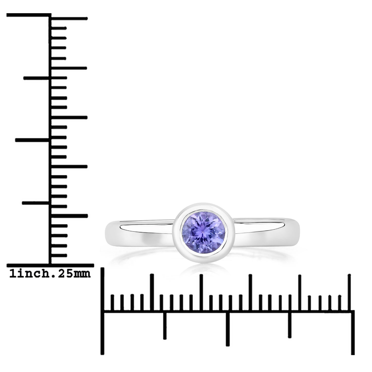 0.47 Carat Genuine Tanzanite .925 Sterling Silver Ring