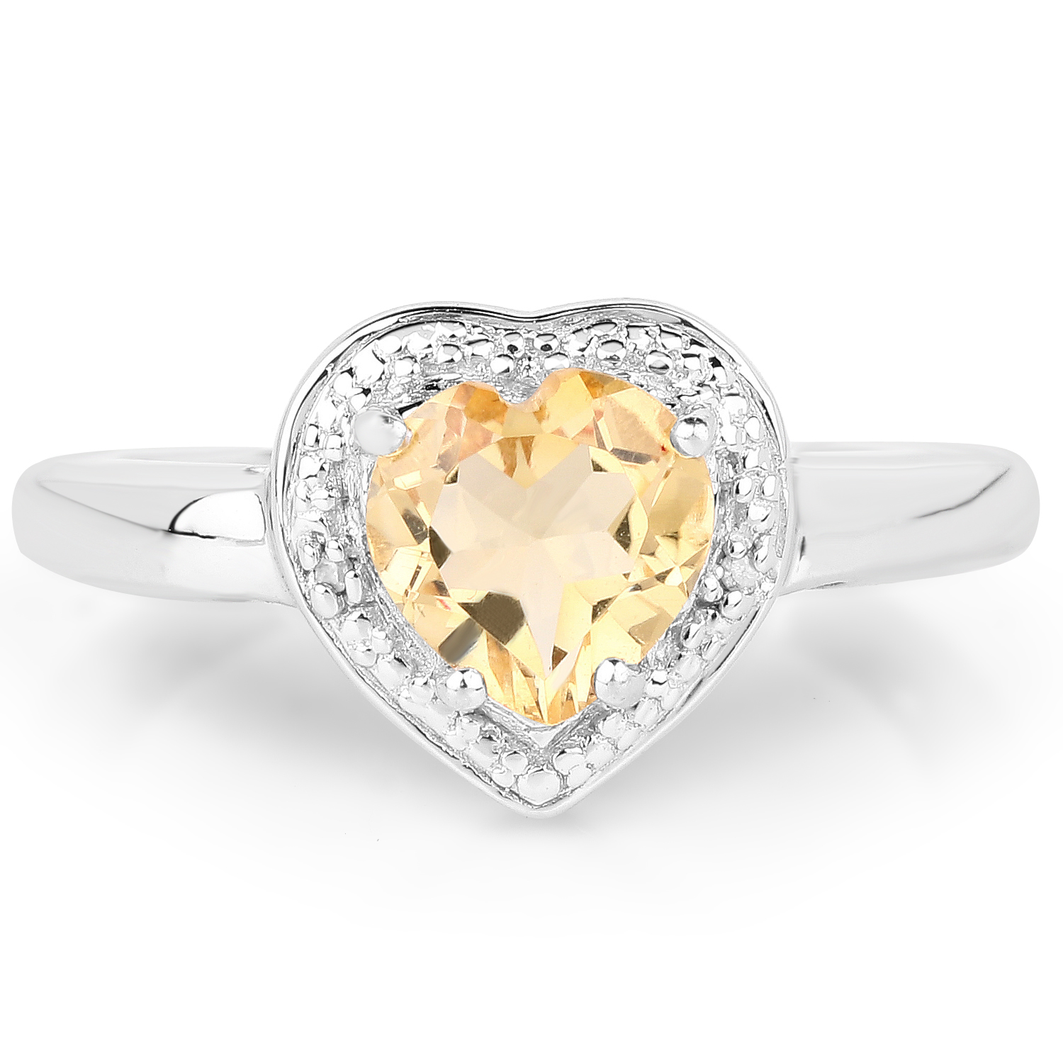 1.01 Carat Genuine Citrine and White Diamond .925 Sterling Silver Ring