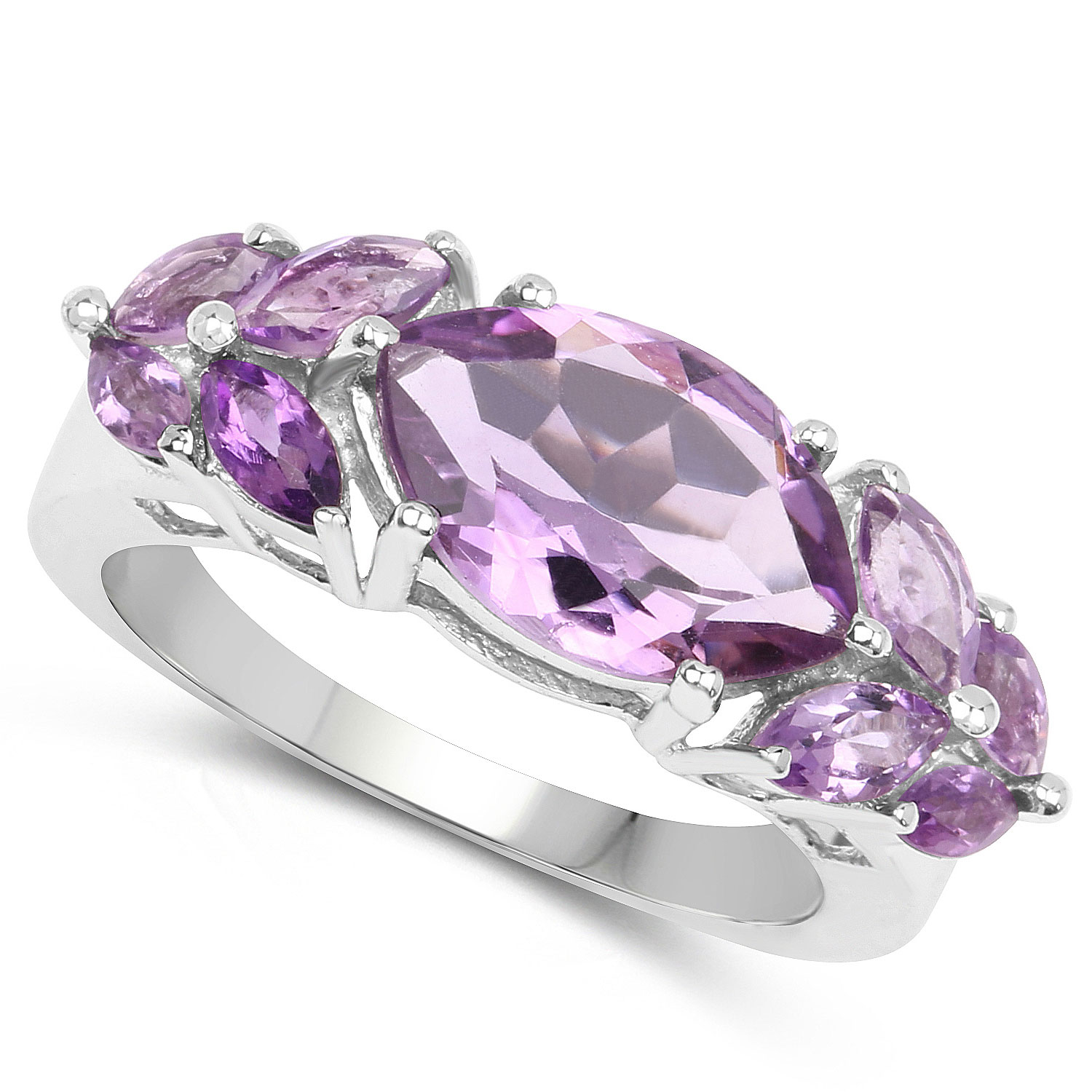 2.38 Carat Genuine Amethyst .925 Sterling Silver Ring
