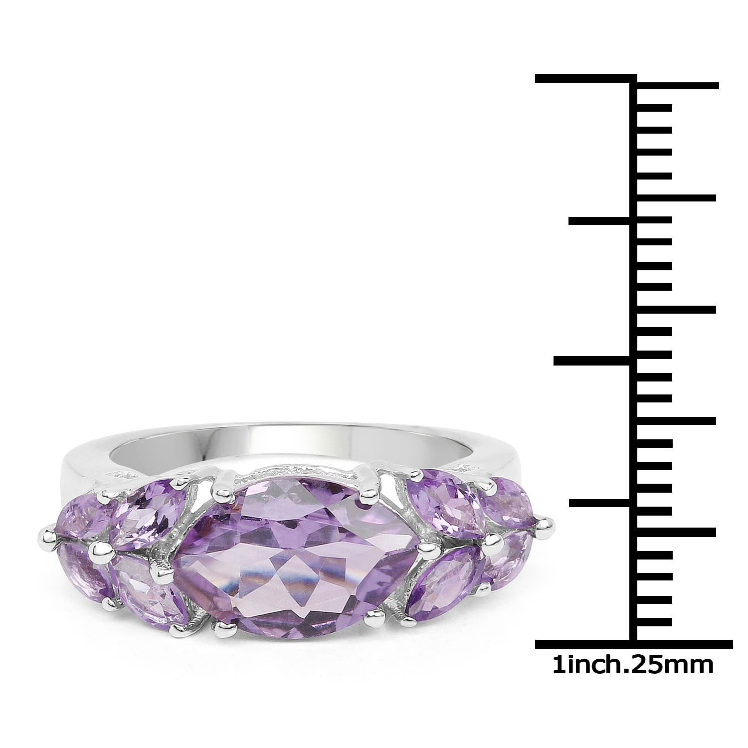 2.38 Carat Genuine Amethyst .925 Sterling Silver Ring