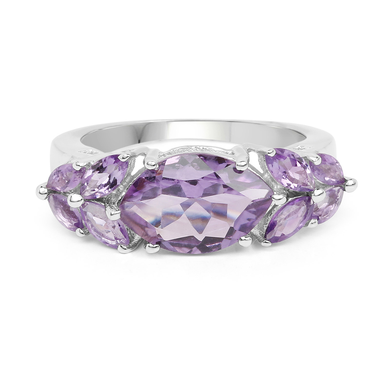 2.38 Carat Genuine Amethyst .925 Sterling Silver Ring