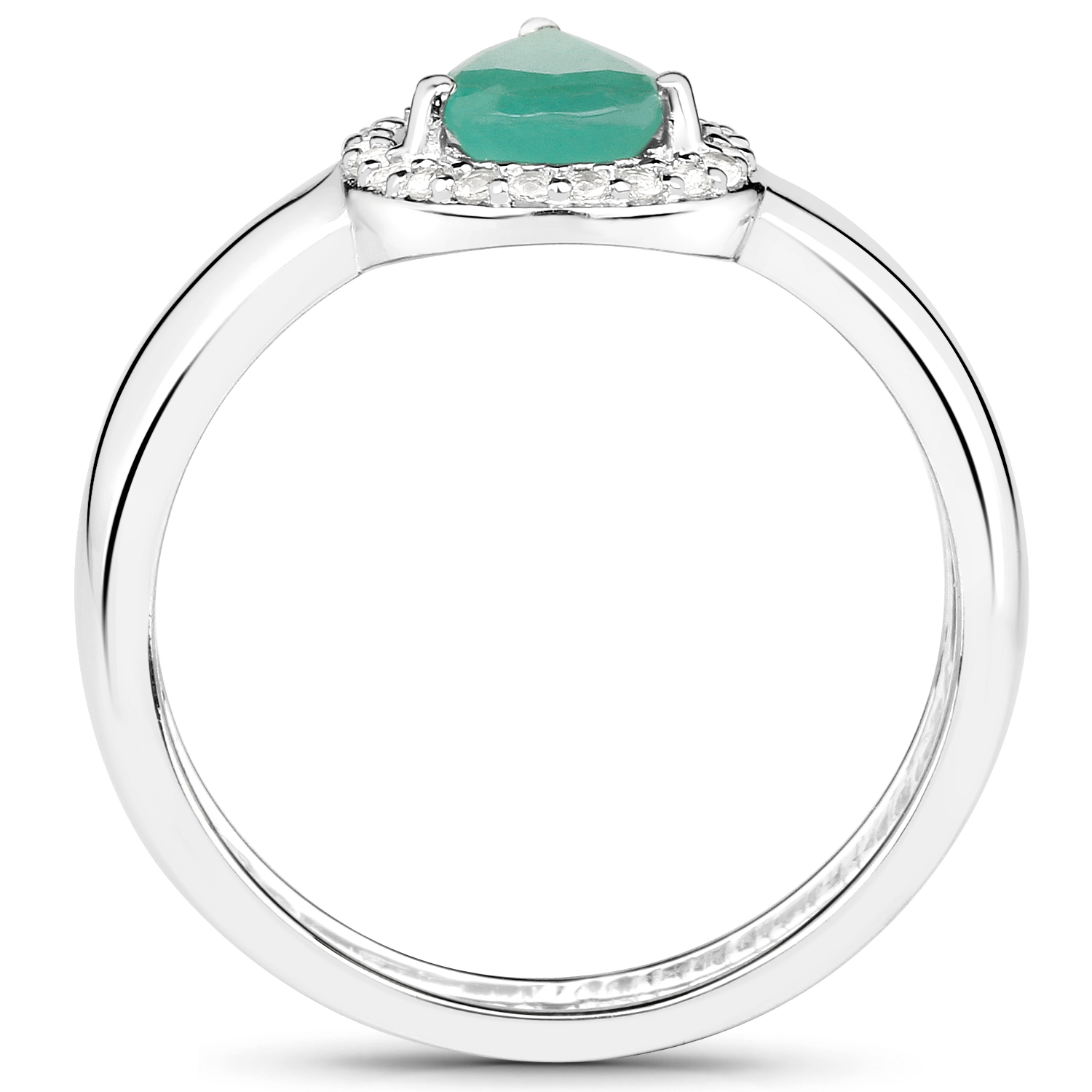 1.12 Carat Genuine Emerald and White Topaz .925 Sterling Silver Ring