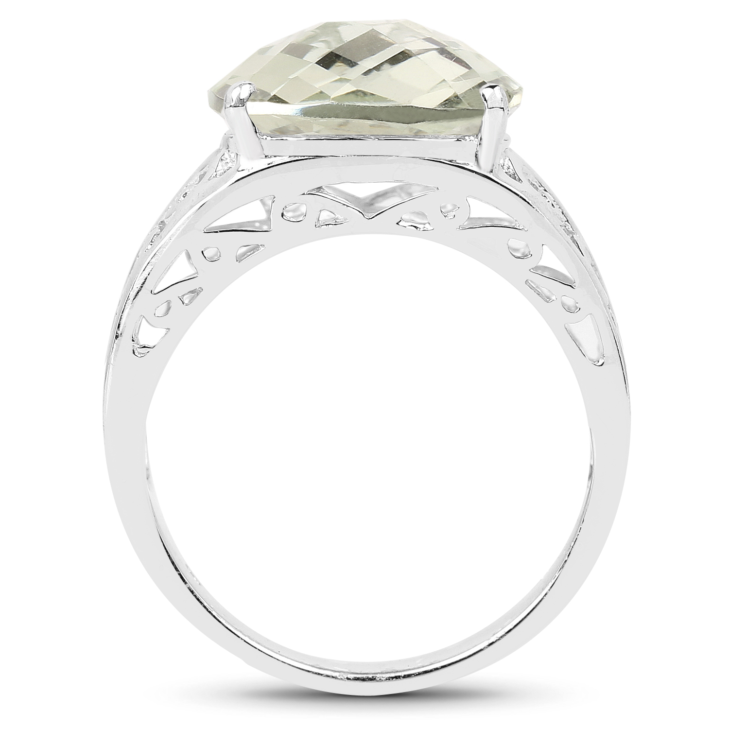 6.23 Carat Genuine Green Amethyst .925 Sterling Silver Ring